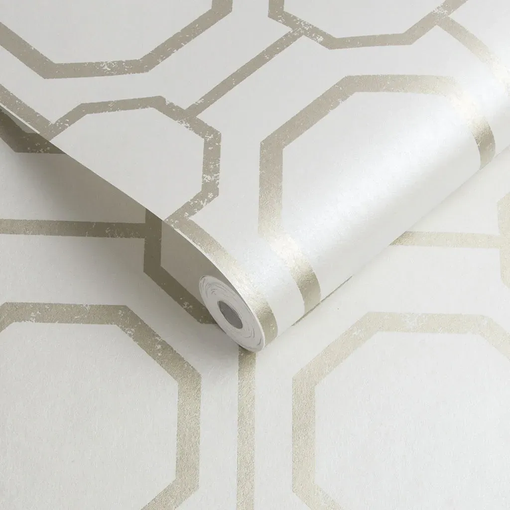 Sashiko Pearl Geometric Wallpaper - White