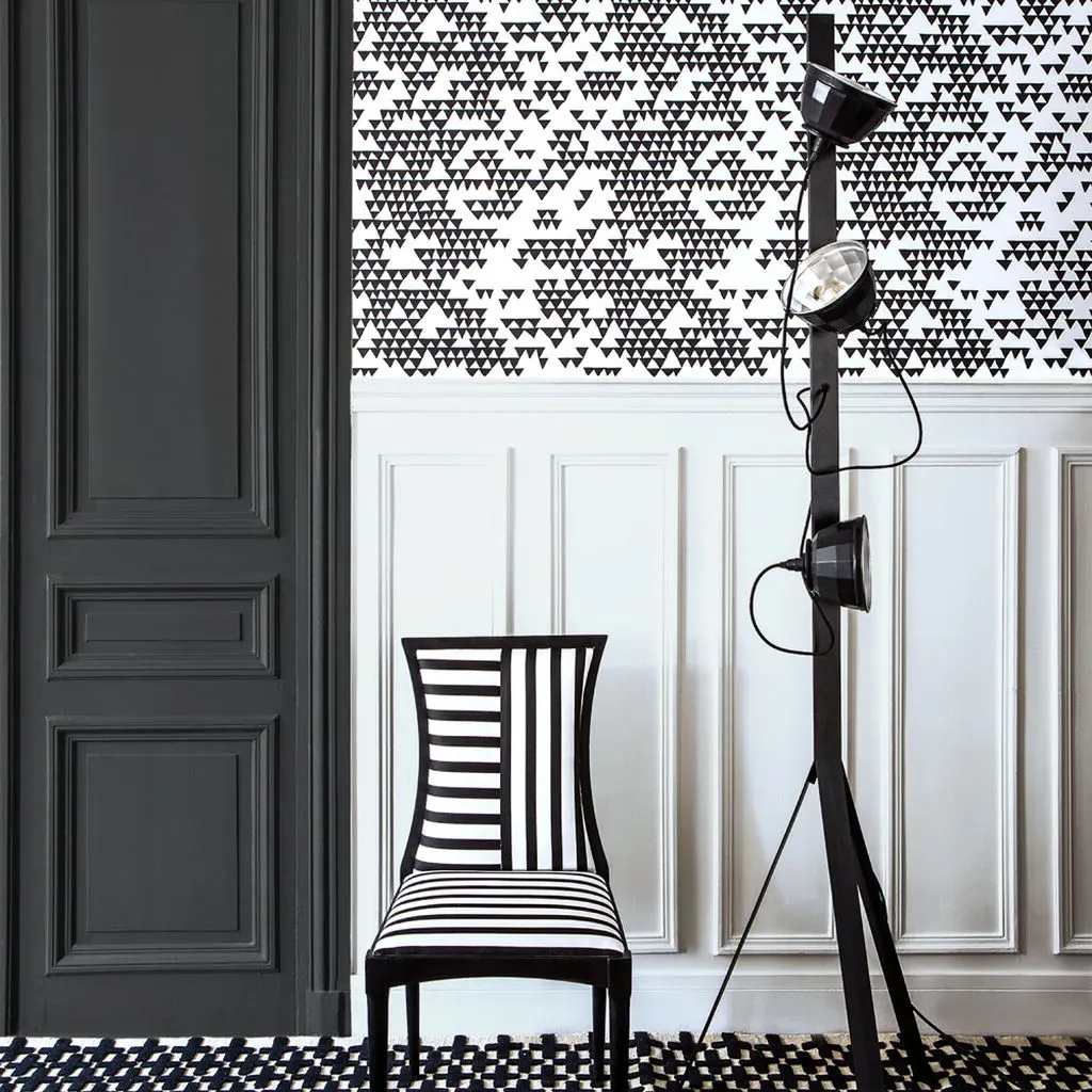 Secret Mountain Geometric Wallpaper - Black & White