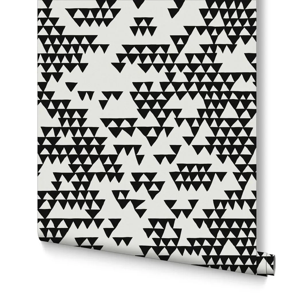 Secret Mountain Geometric Wallpaper - Black & White