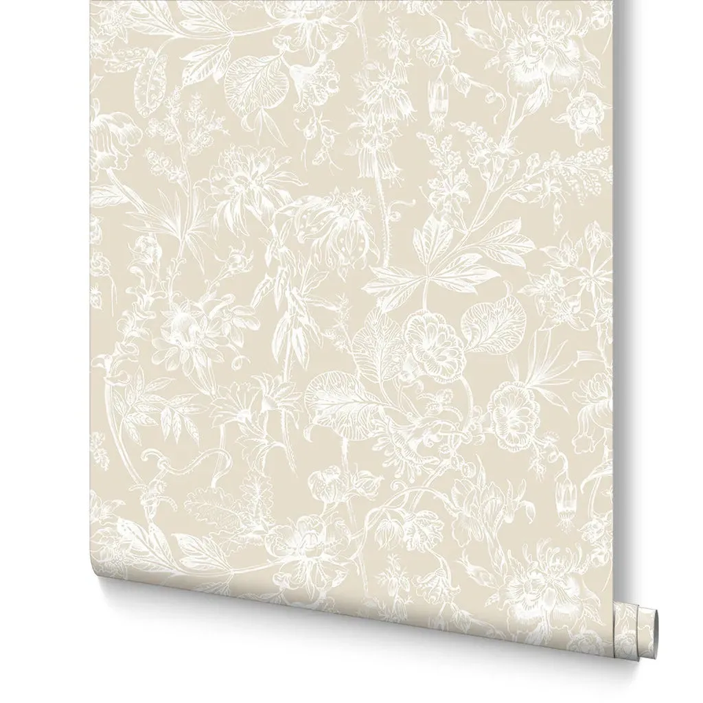 Stroma Fawn Floral Wallpaper - Fawn