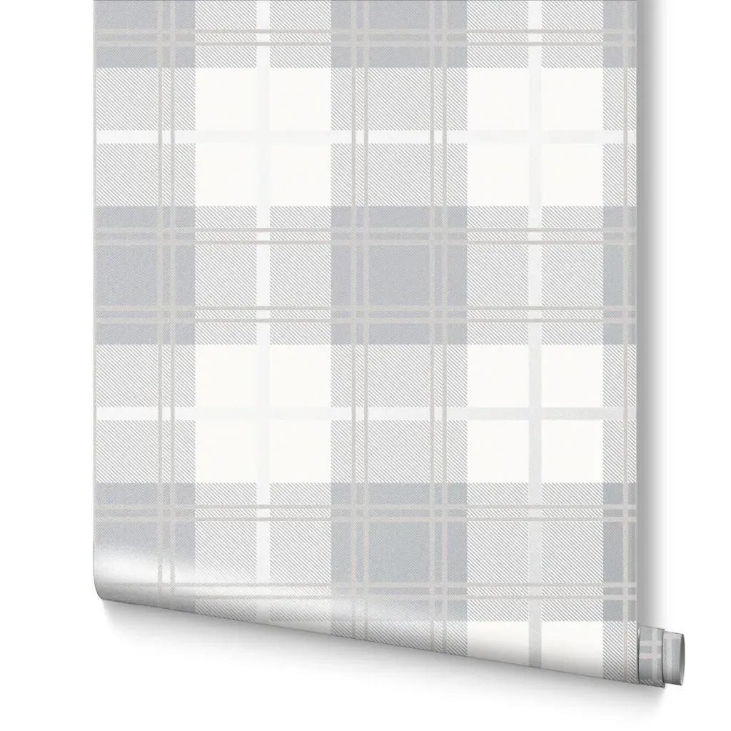 Tartan White Wallpaper - White