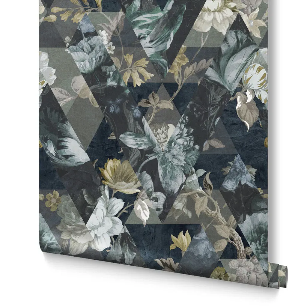 Timepiece Midnight Floral Wallpaper - Midnight