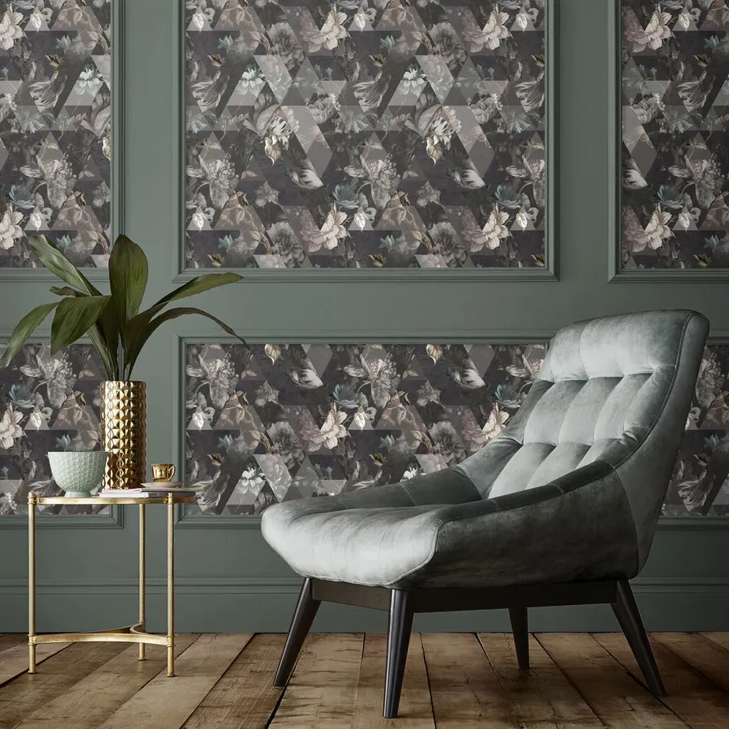 Timepiece Moonstone Floral Wallpaper - Moonstone