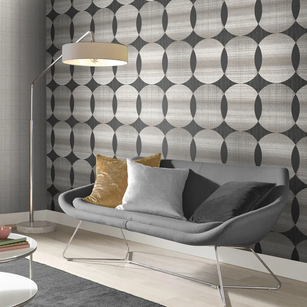 Tramonto Natural Geometric Wallpaper - Grey