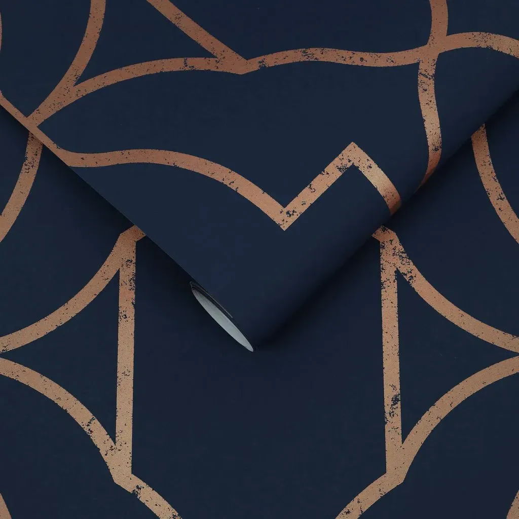 Versailles Geometric Wallpaper - Navy