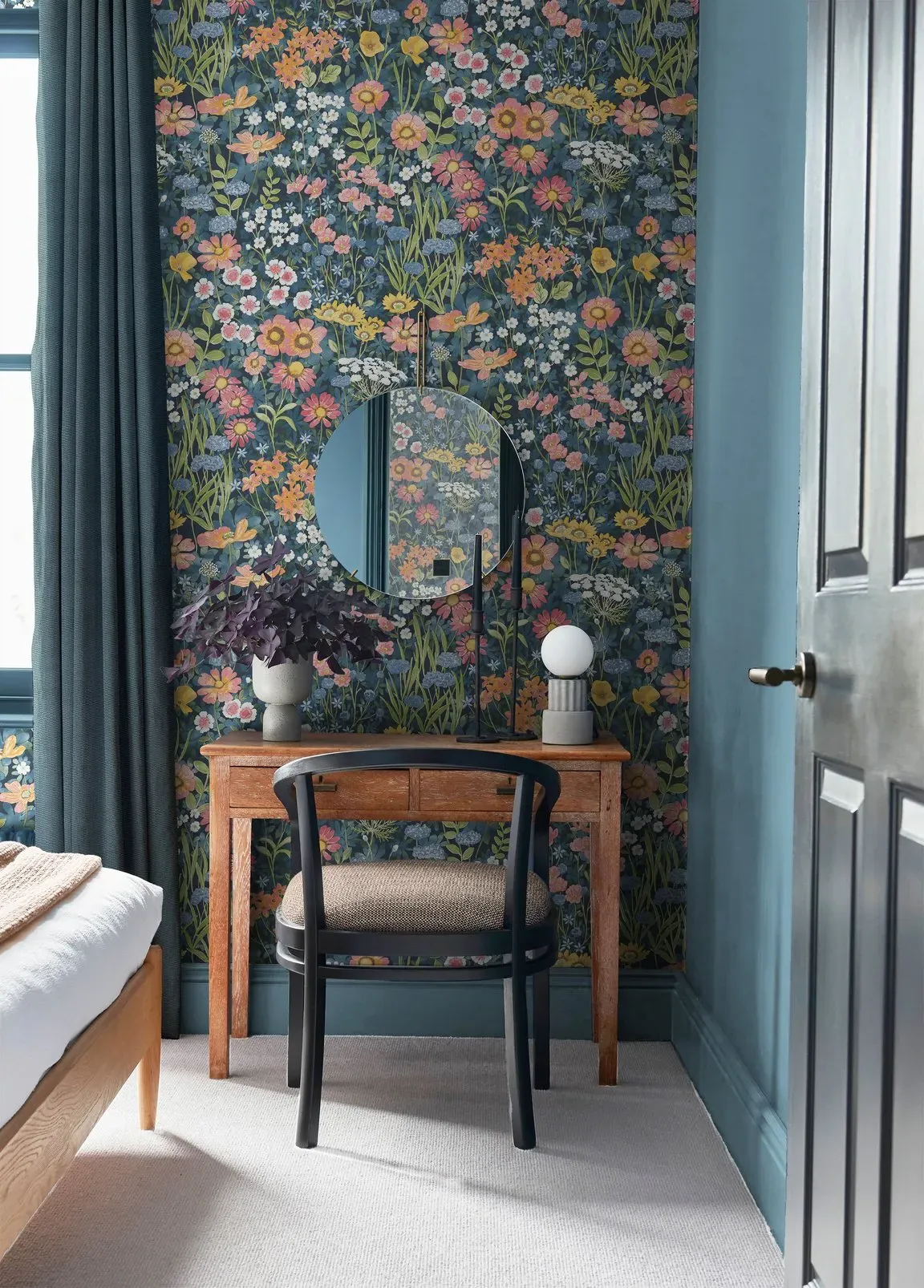 Wallflower Dusk Floral Wallpaper - Blue