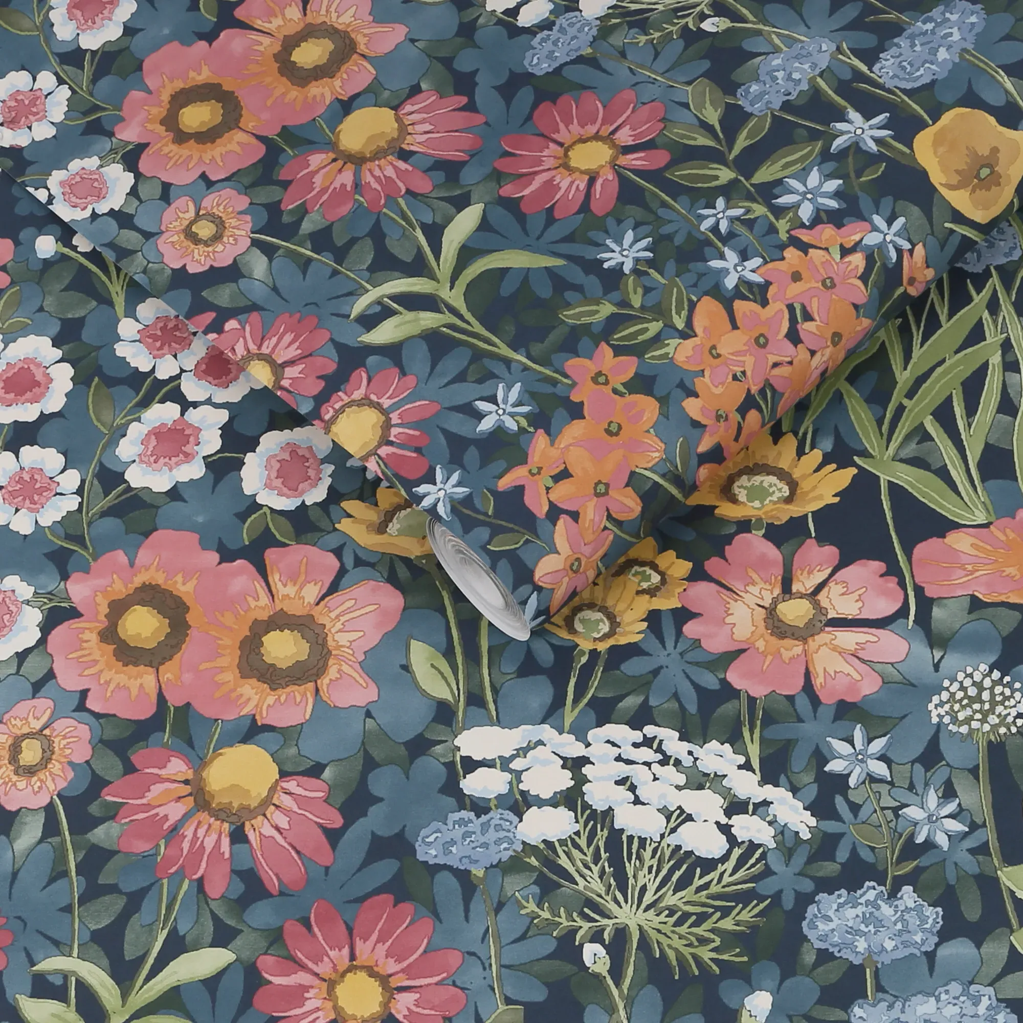 Wallflower Dusk Floral Wallpaper - Blue