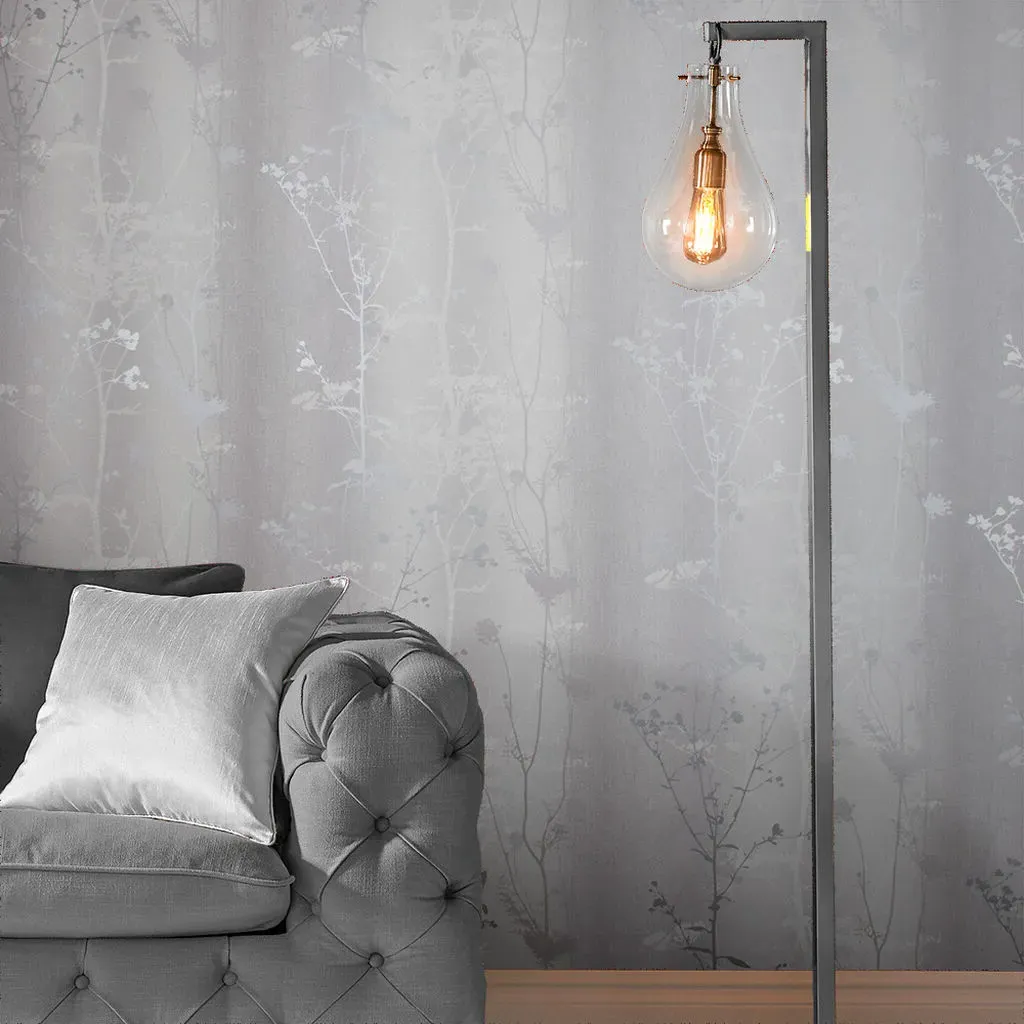 Wild Flower Shadow Floral Wallpaper - Grey