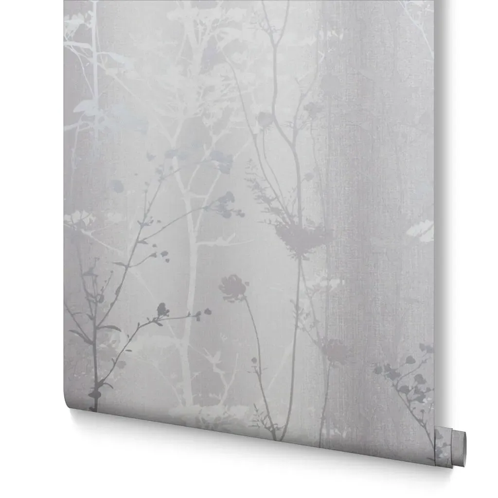 Wild Flower Shadow Floral Wallpaper - Grey