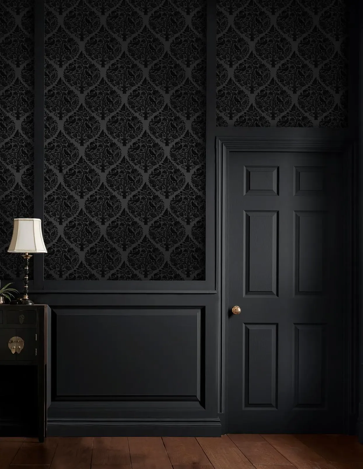 Woodland Fable Noir Wallpaper - Black