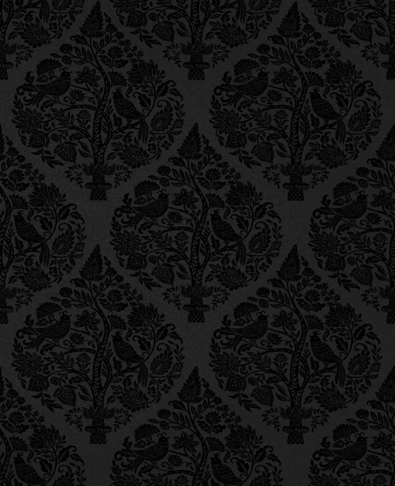 Woodland Fable Noir Wallpaper - Black