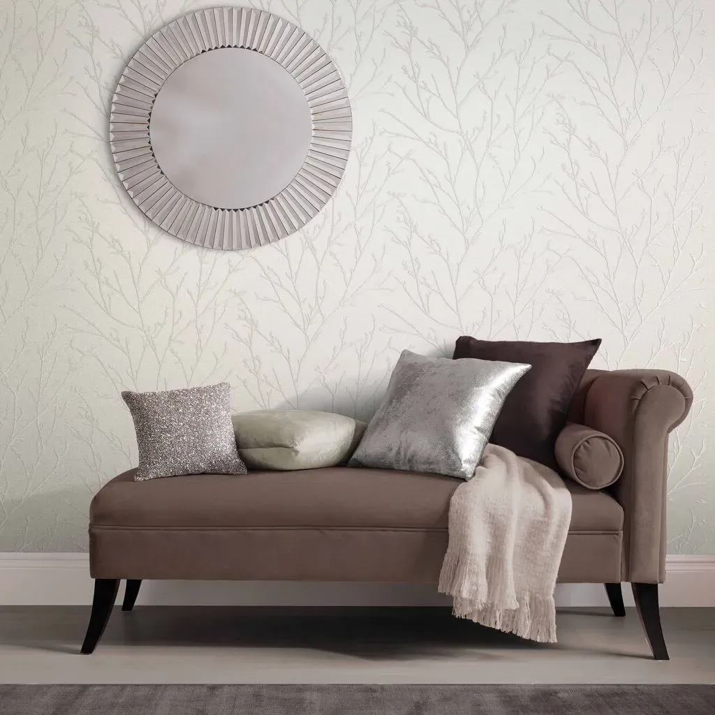 Woodland Pearl Trail Wallpaper with Beads - Cream