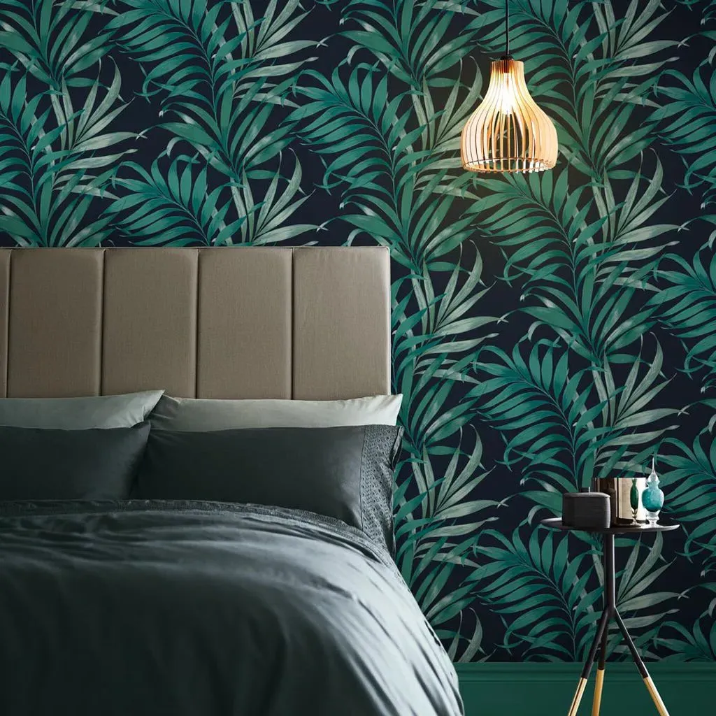 Yasuni Midnight Leaves Wallpaper - Navy