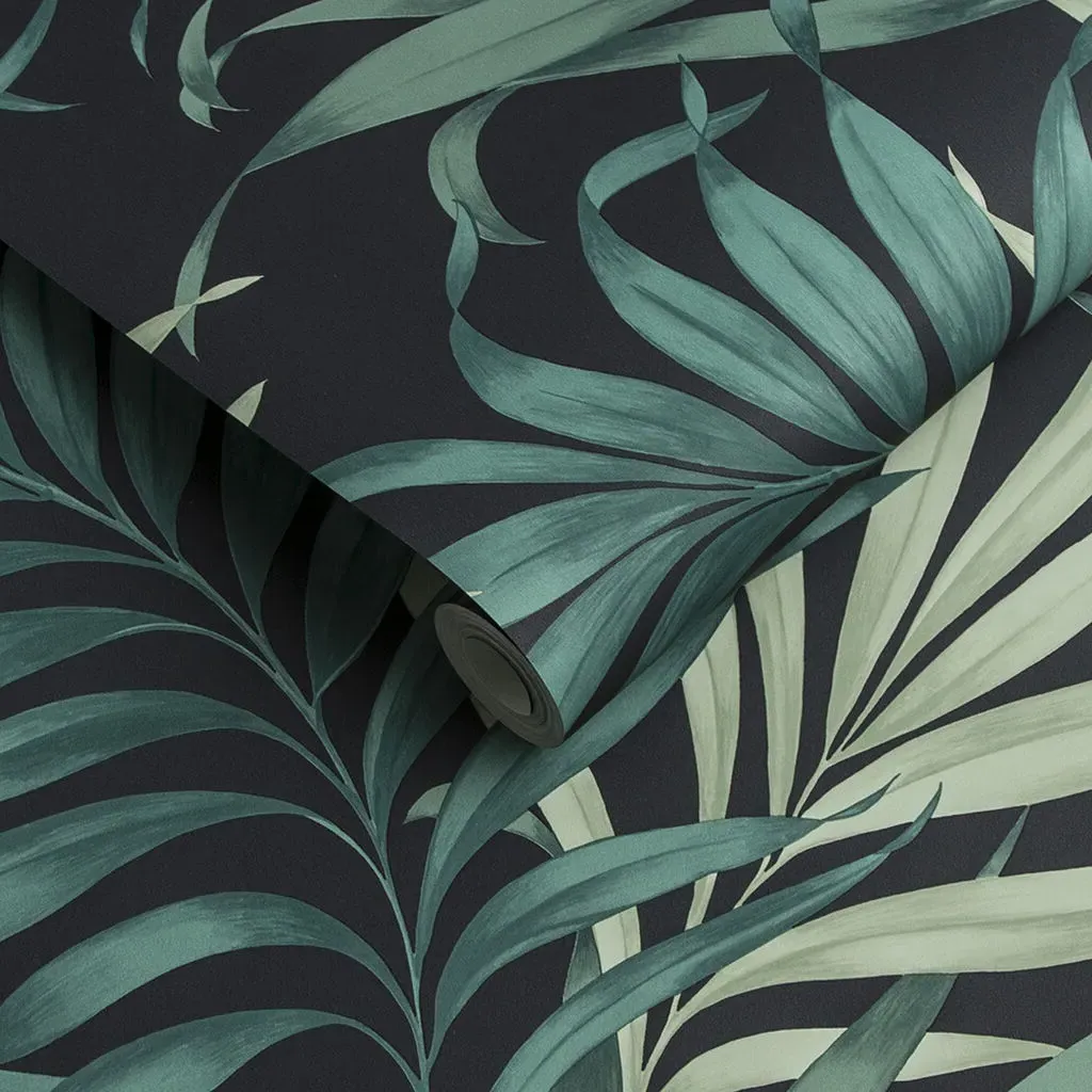 Yasuni Midnight Leaves Wallpaper - Navy