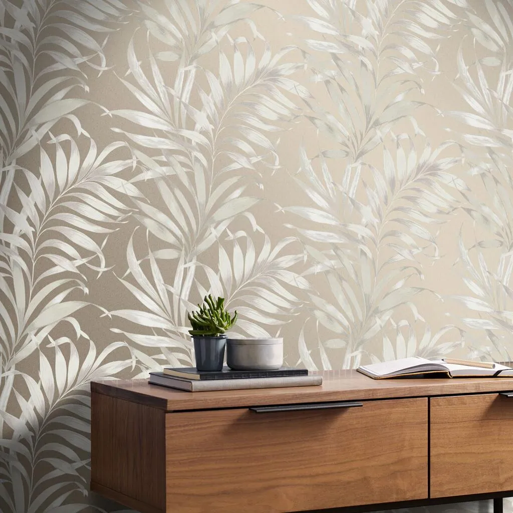 Yasuni Nude Leaves Wallpaper - Grey