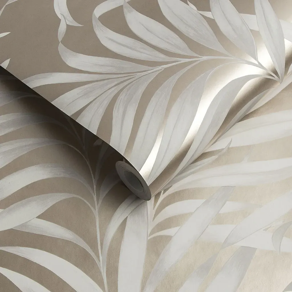 Yasuni Nude Leaves Wallpaper - Grey
