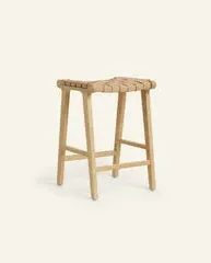 Hati Home Stool #3 Backless Counter Stool - Natural, Leather