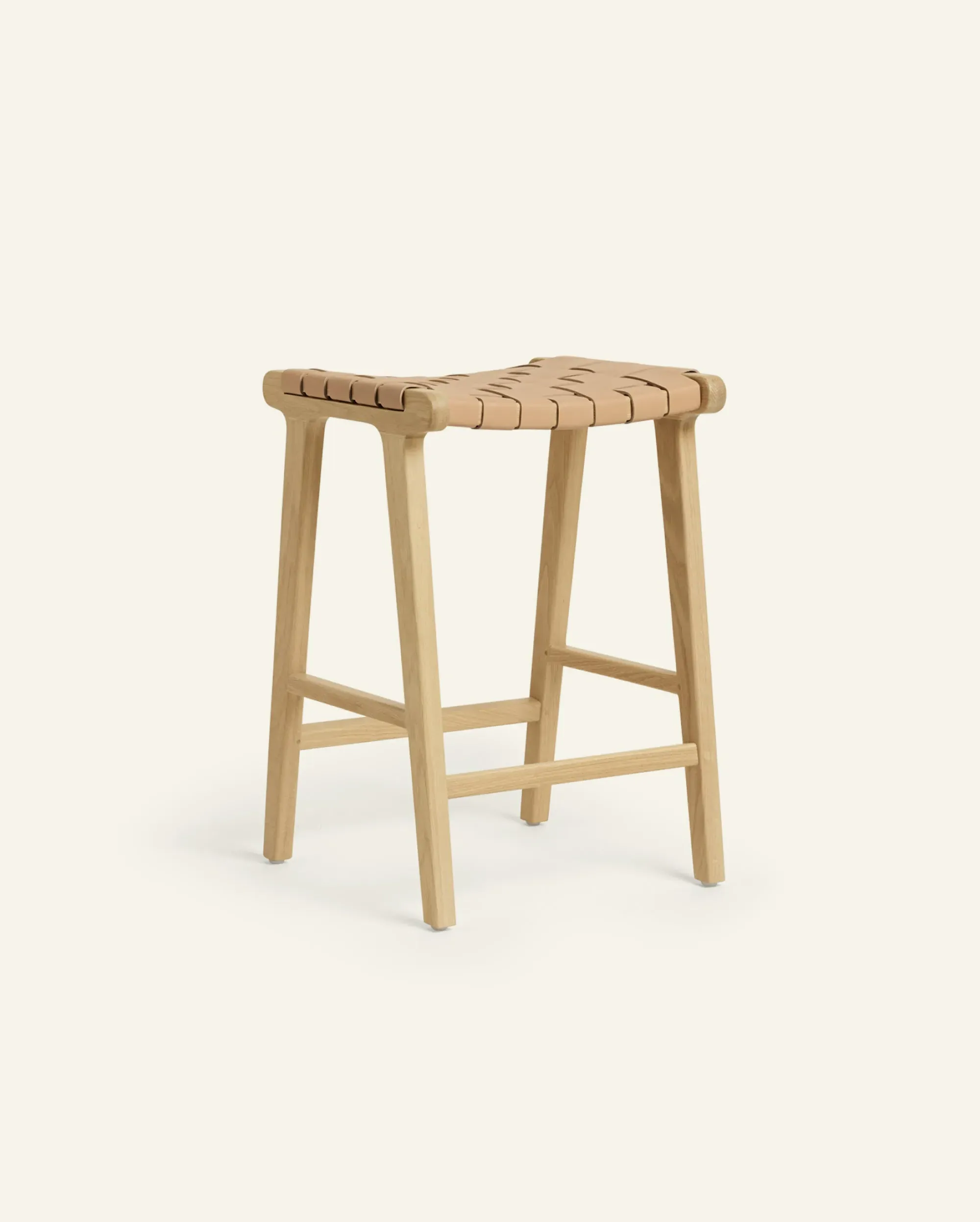 Hati Home Stool #3 Backless Counter Stool - Natural, Leather image