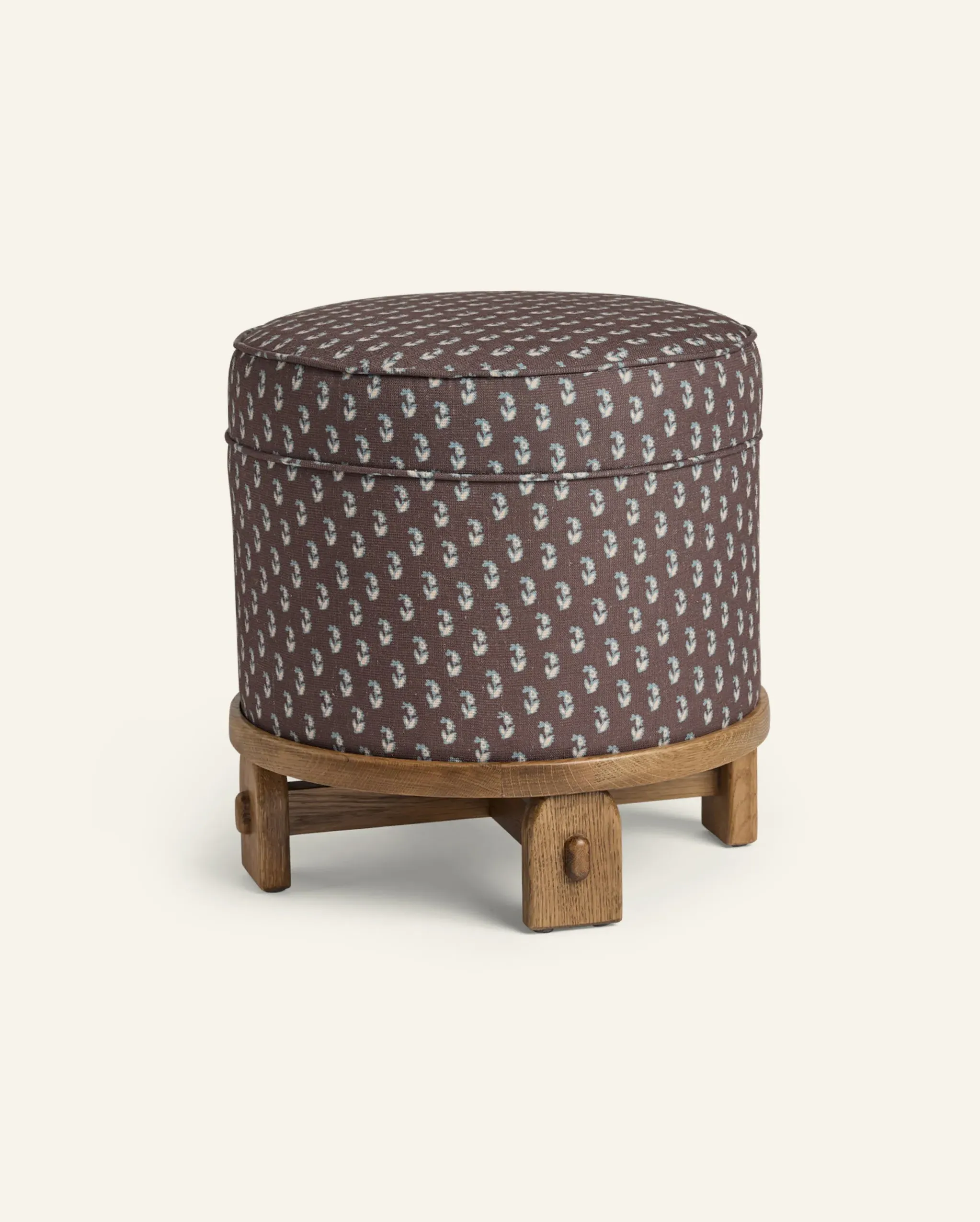 Yara Pouf - Cocoa Floral, Oak image