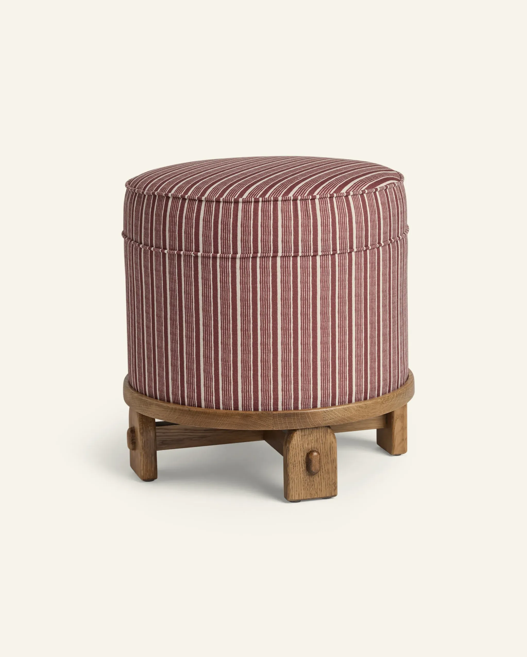 Yara Pouf - Oxblood Stripes, Oak