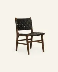 Hati Home Woven Leather Dining Chair - Ink, Oak