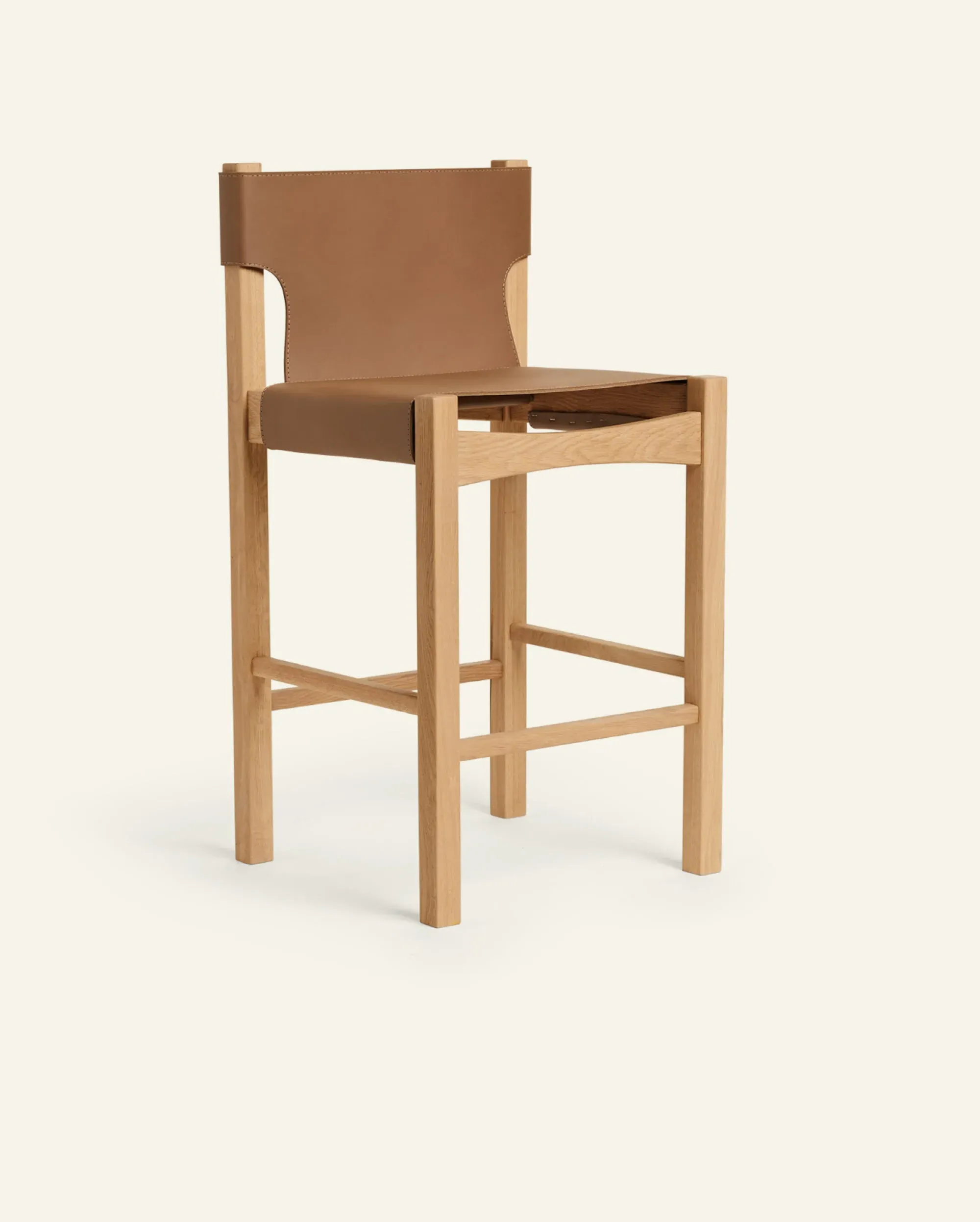 Henrik Stool - White Oak, Leather image