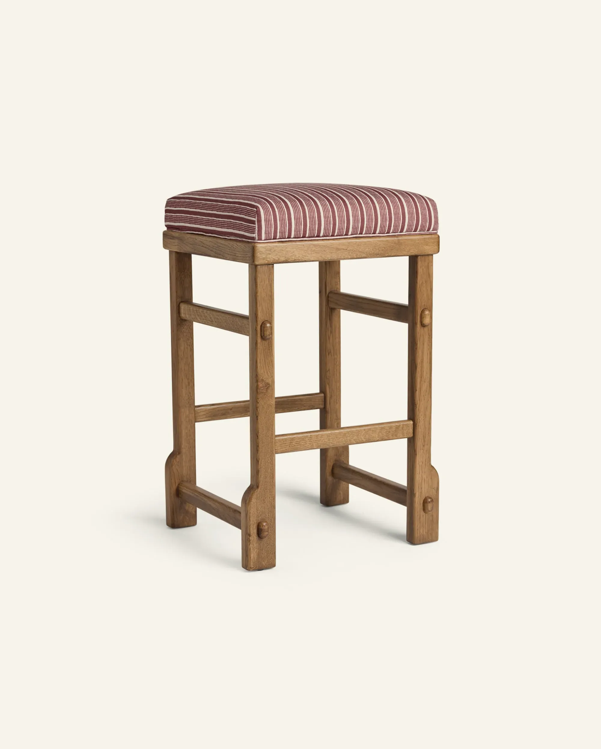 Sari Counter Stool - Oxblood Stripes, White Oak