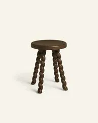Twist Side Table with Spiral Legs - Brown Oak