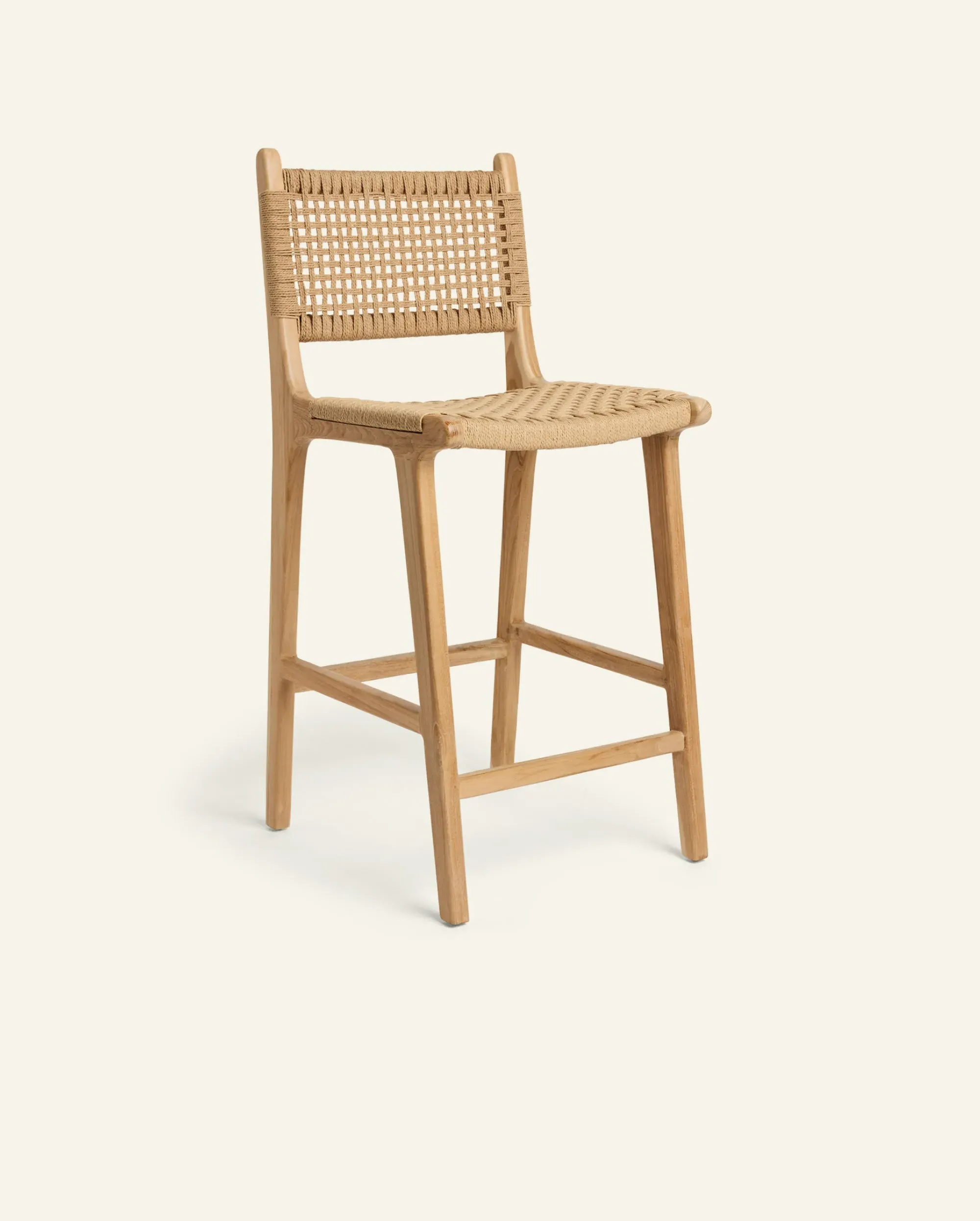 Hati Home Stool #2 Counter Stool - Paper Cord, Teak image