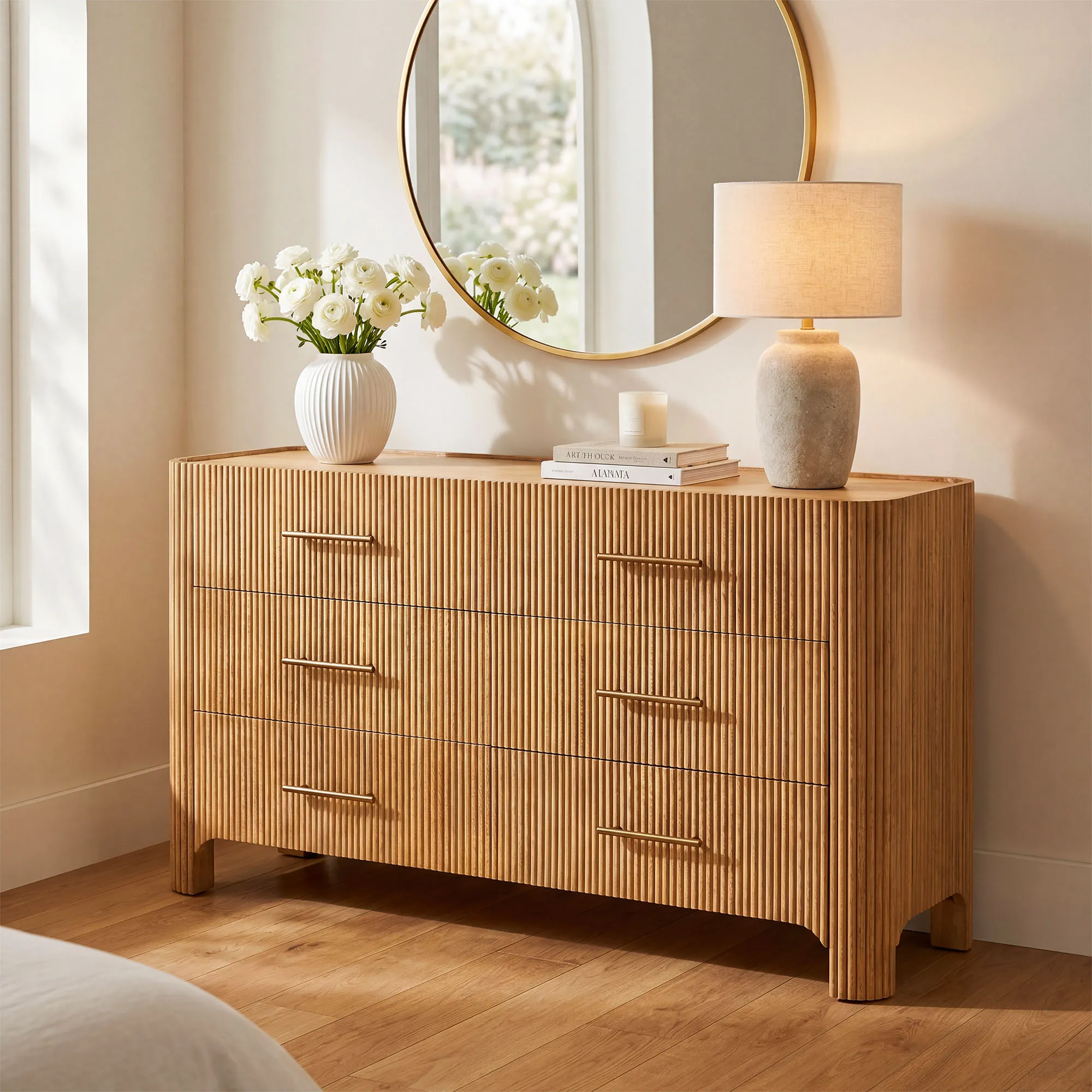Alexa 6-Drawer Dresser Fluted - Natural, Oak product