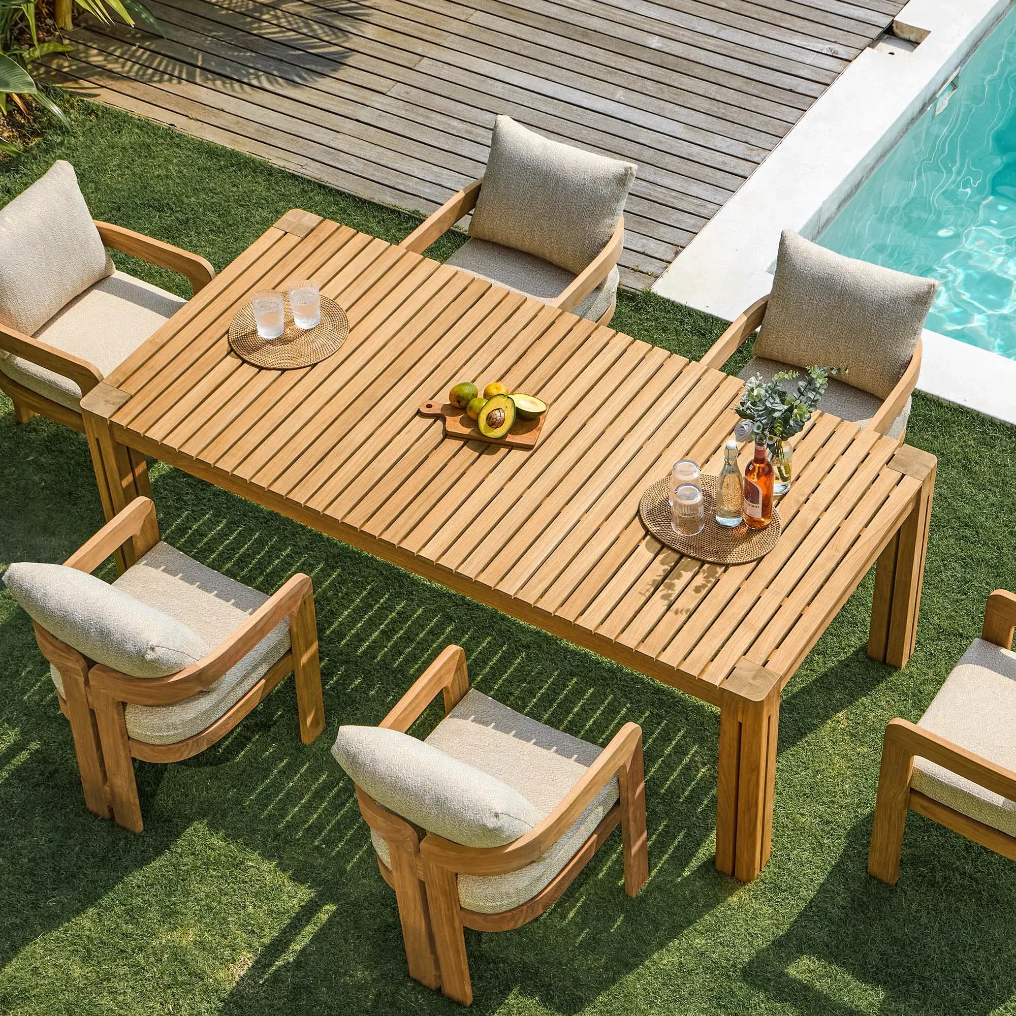 Arles Rectangular Outdoor Dining Table - Natural, Solid Teak product