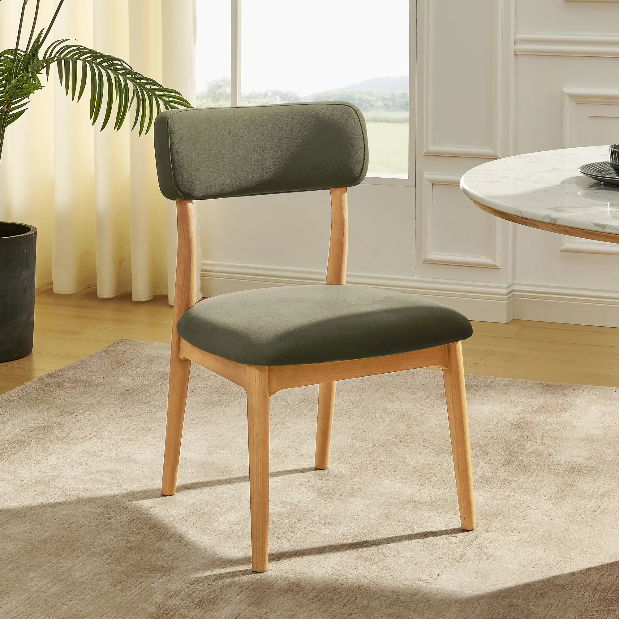 Arlo Set of 2 Dining Chairs Ergonomic Backrest - Green, Mohair product