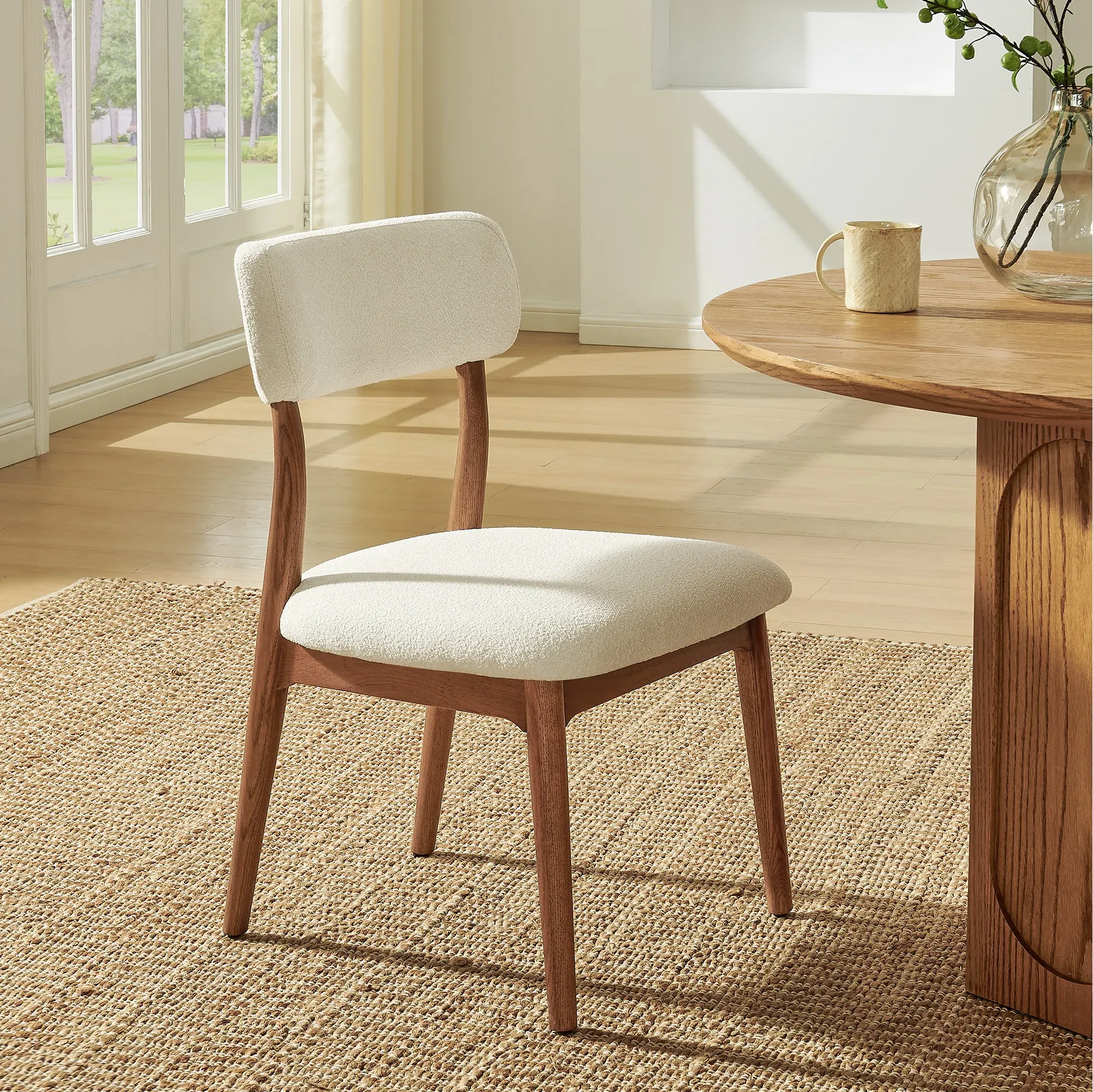 Arlo Set of 2 Dining Chairs - Walnut, Boucle product