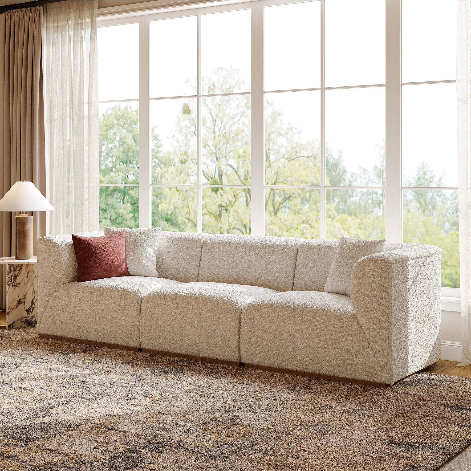 Benton Sectional Sofa Spill-Resistant - White, Bouclé product