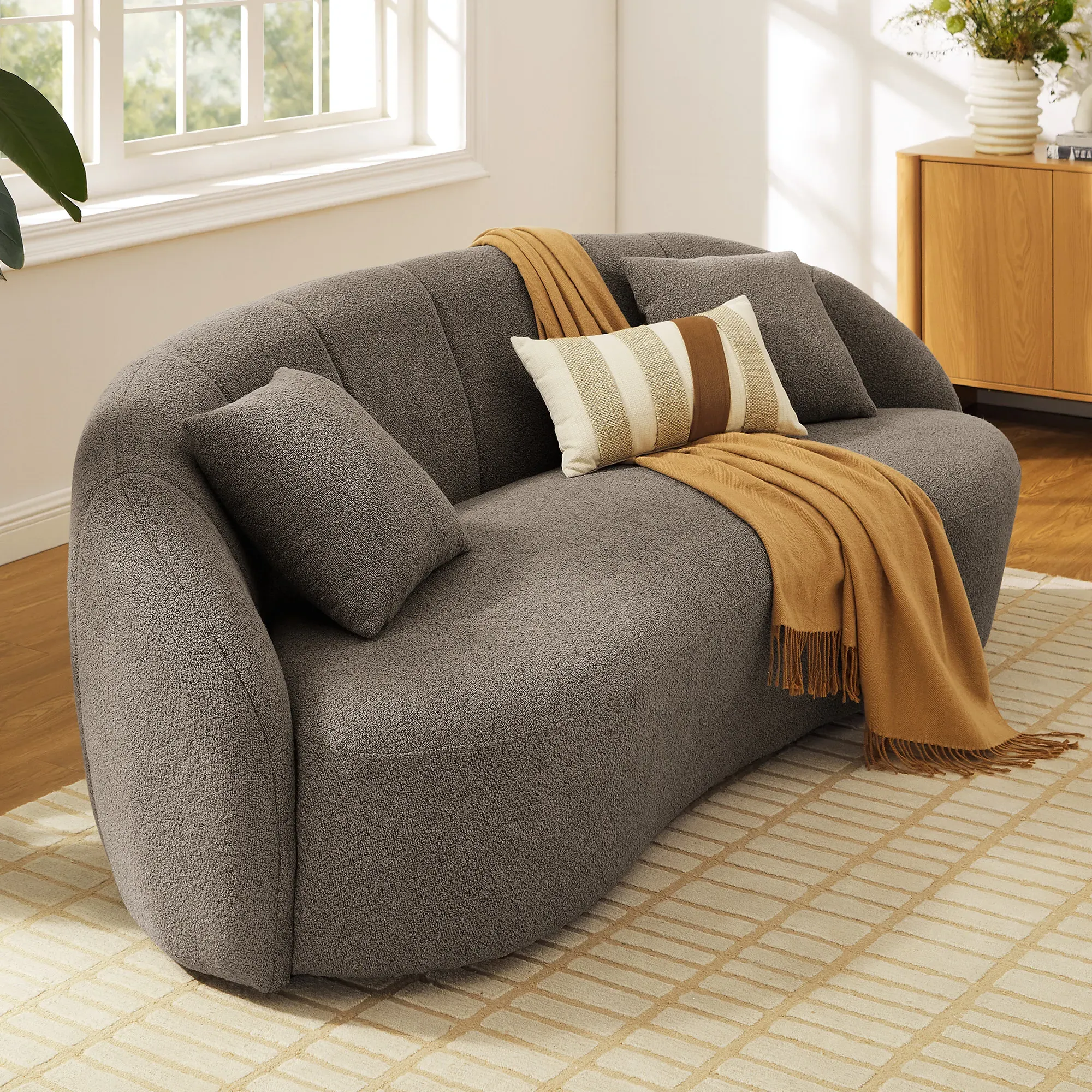 Brisa Curved Loveseat - Dark Gray, Cotton product
