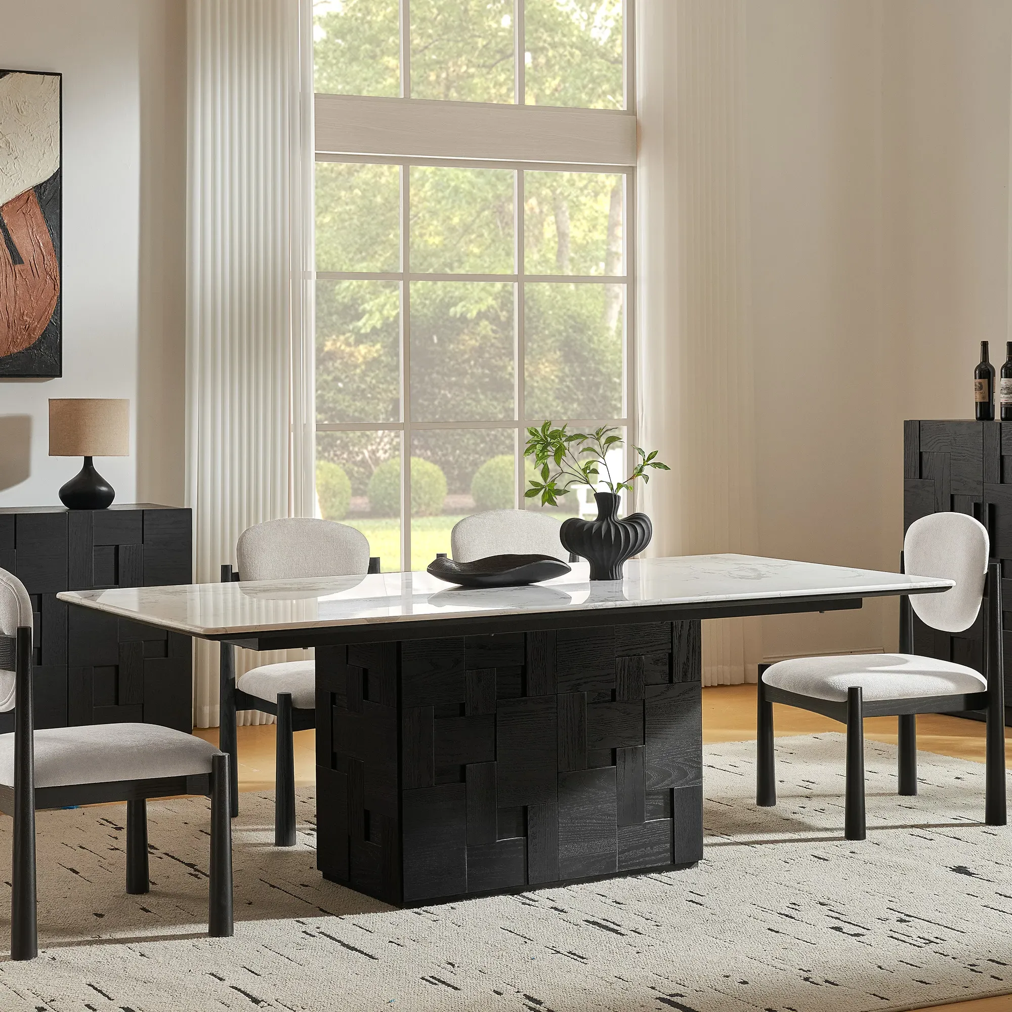 Casimir Rectangular Dining Table - White, Engineered Stone product