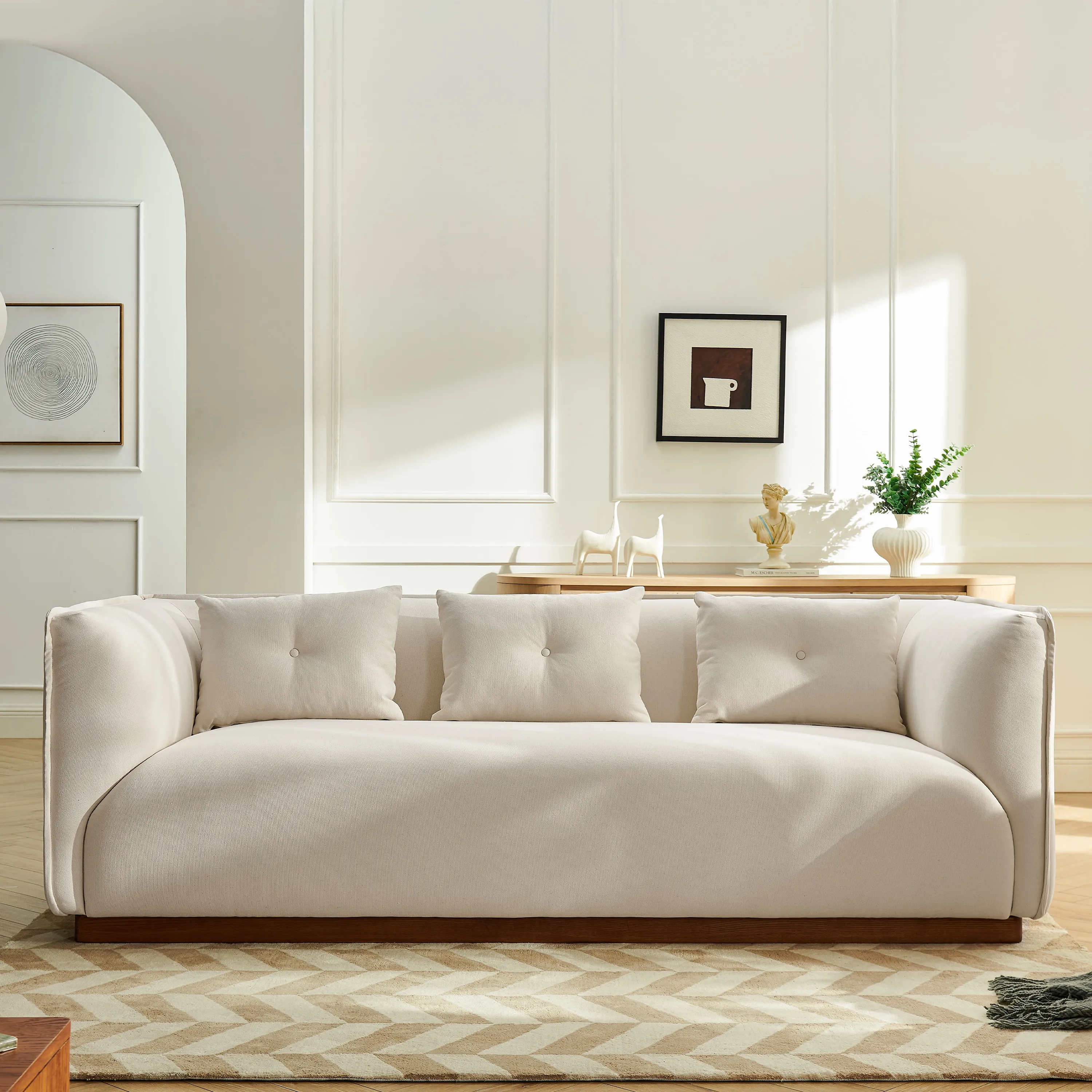 Devon 2-Seater Loveseat Sofa - White, Cotton product