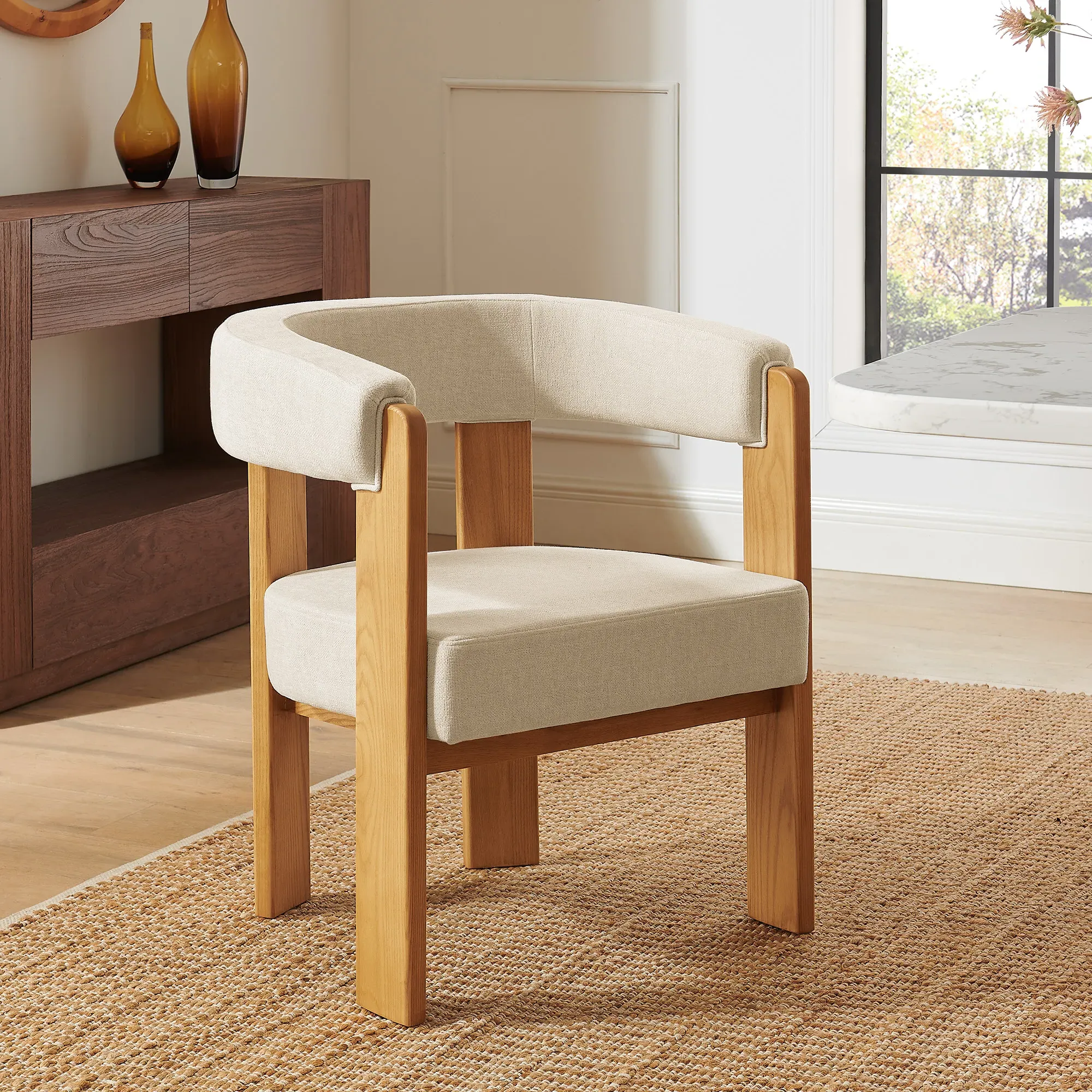 Devon Dining Armchair - Natural, Fabric product