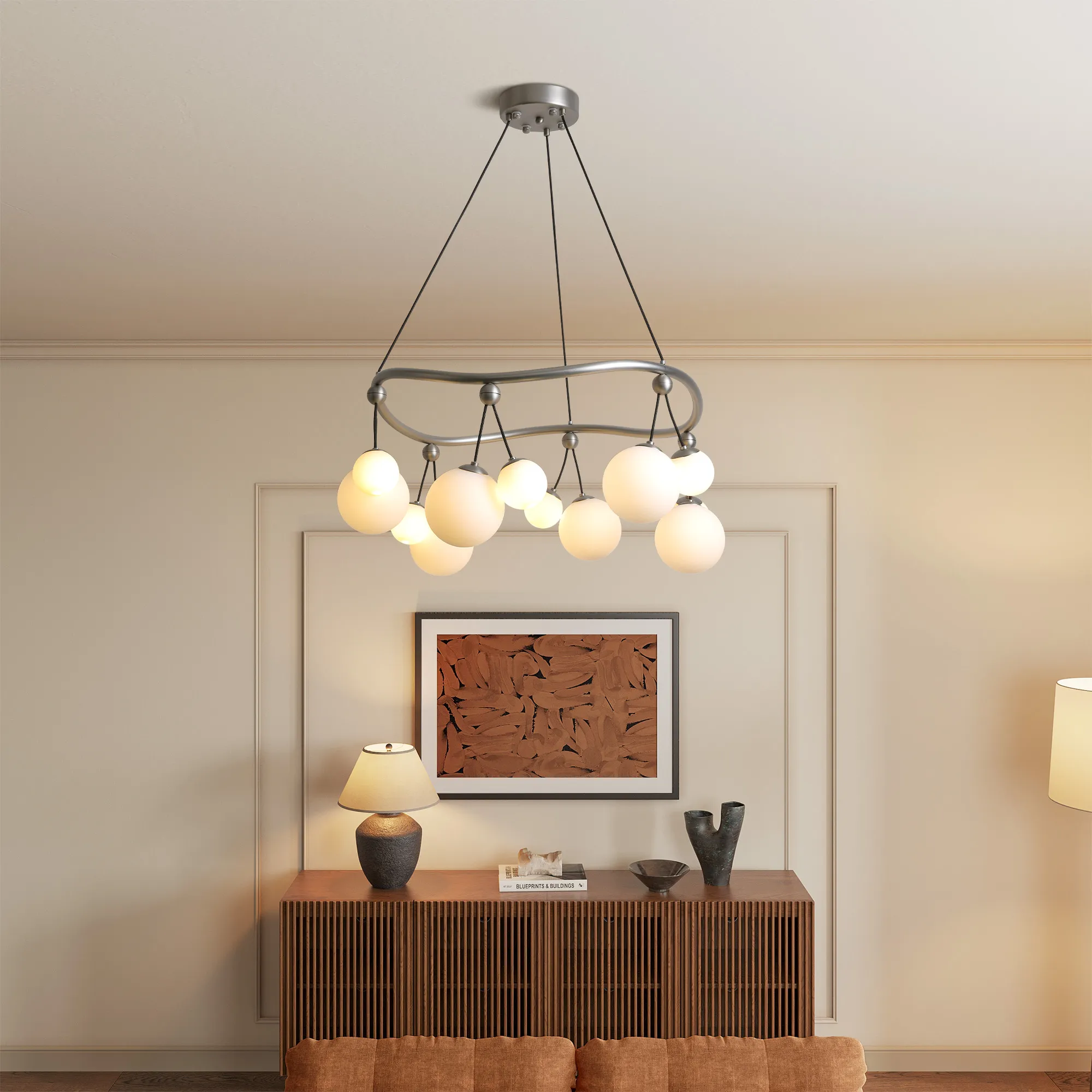 Drue 12-Light Chandelier Grape Shape - Silver, Metal product