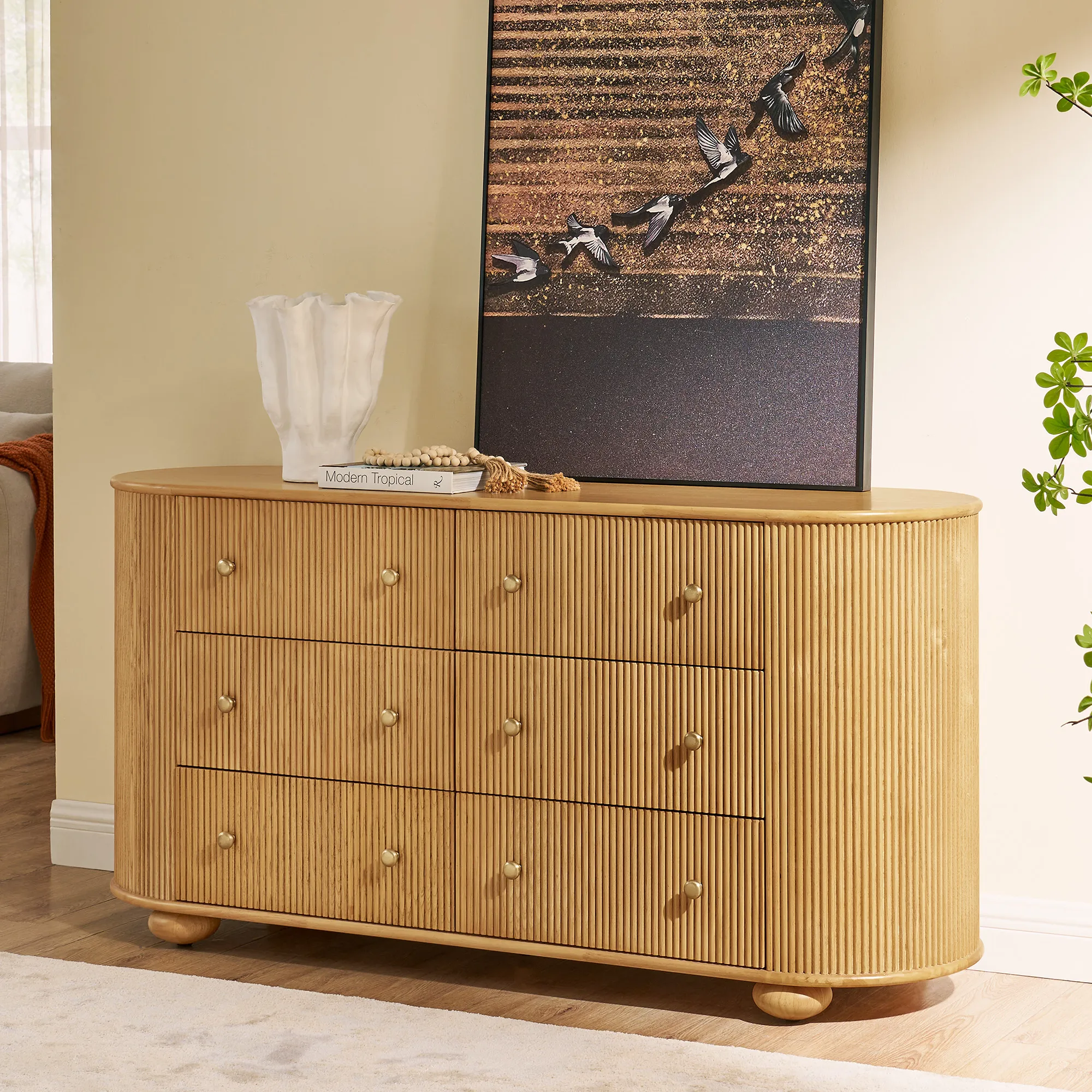 Elara 6-Drawer Dresser Fluted - Natural, Ash Wood product