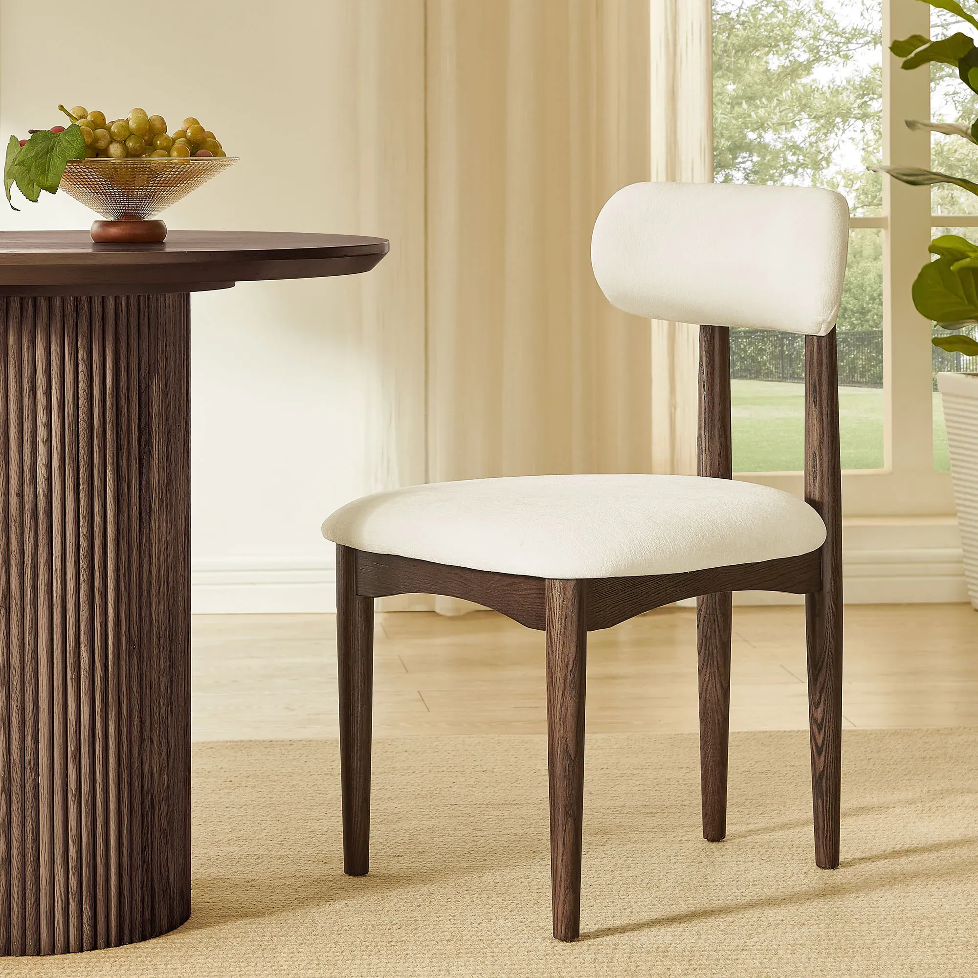 Elin Set of 2 Dining Chairs - White, Chenille product