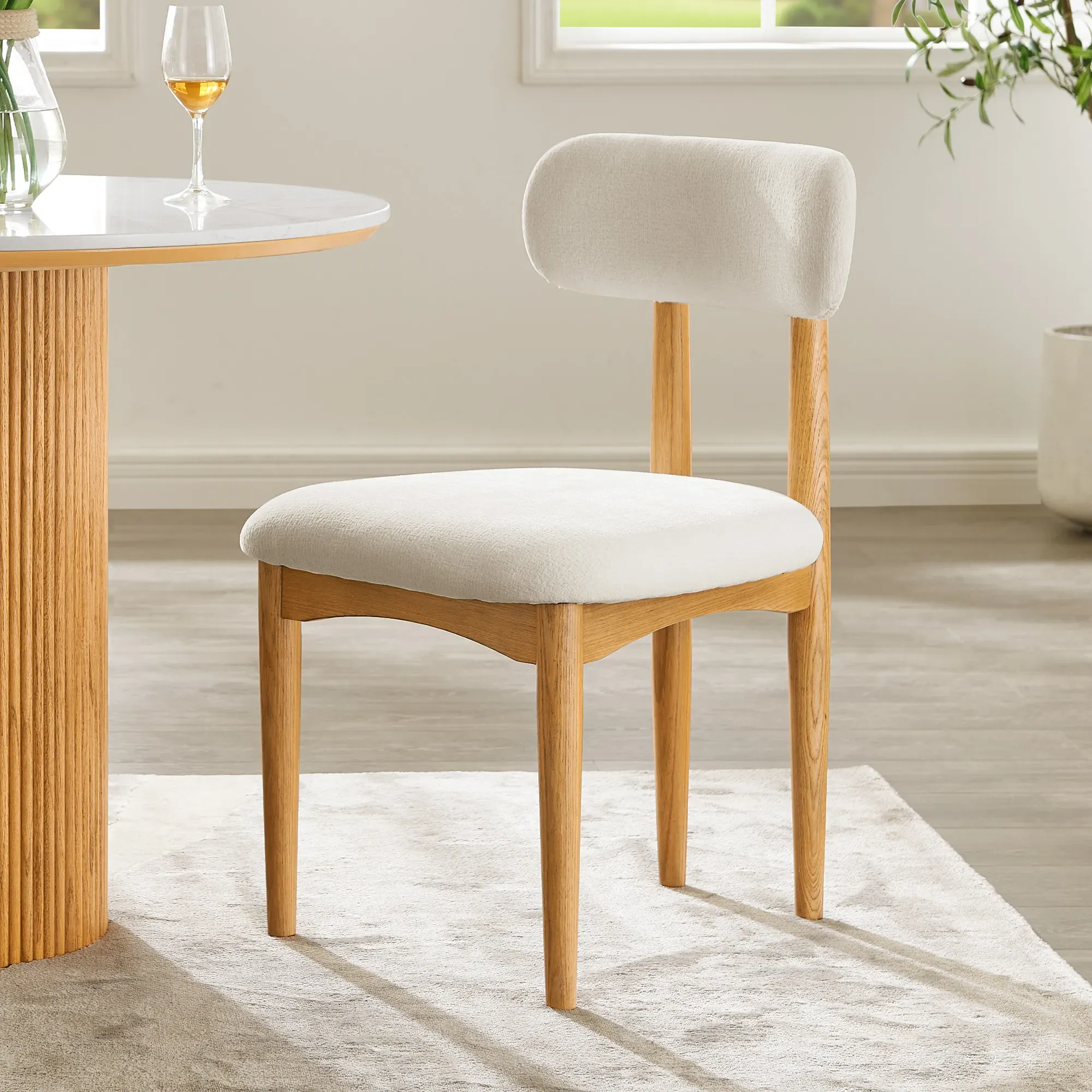 Elin Set of 2 Dining Chairs - White, Chenille product