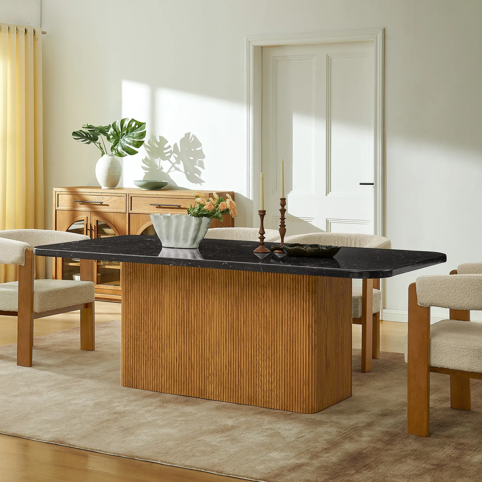 Eliseo 84" Rectangular Dining Table - Natural, Engineered Stone product