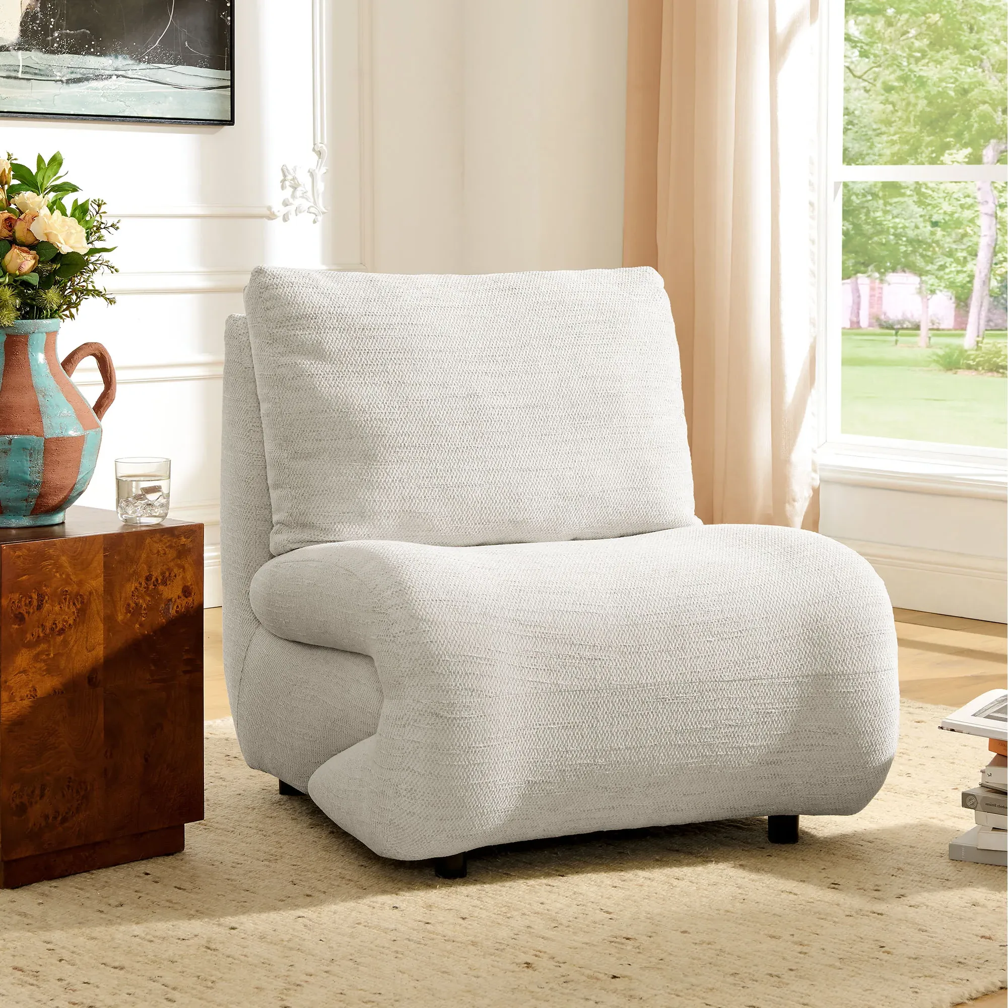 Elysian Accent Chair - White, Chenille product