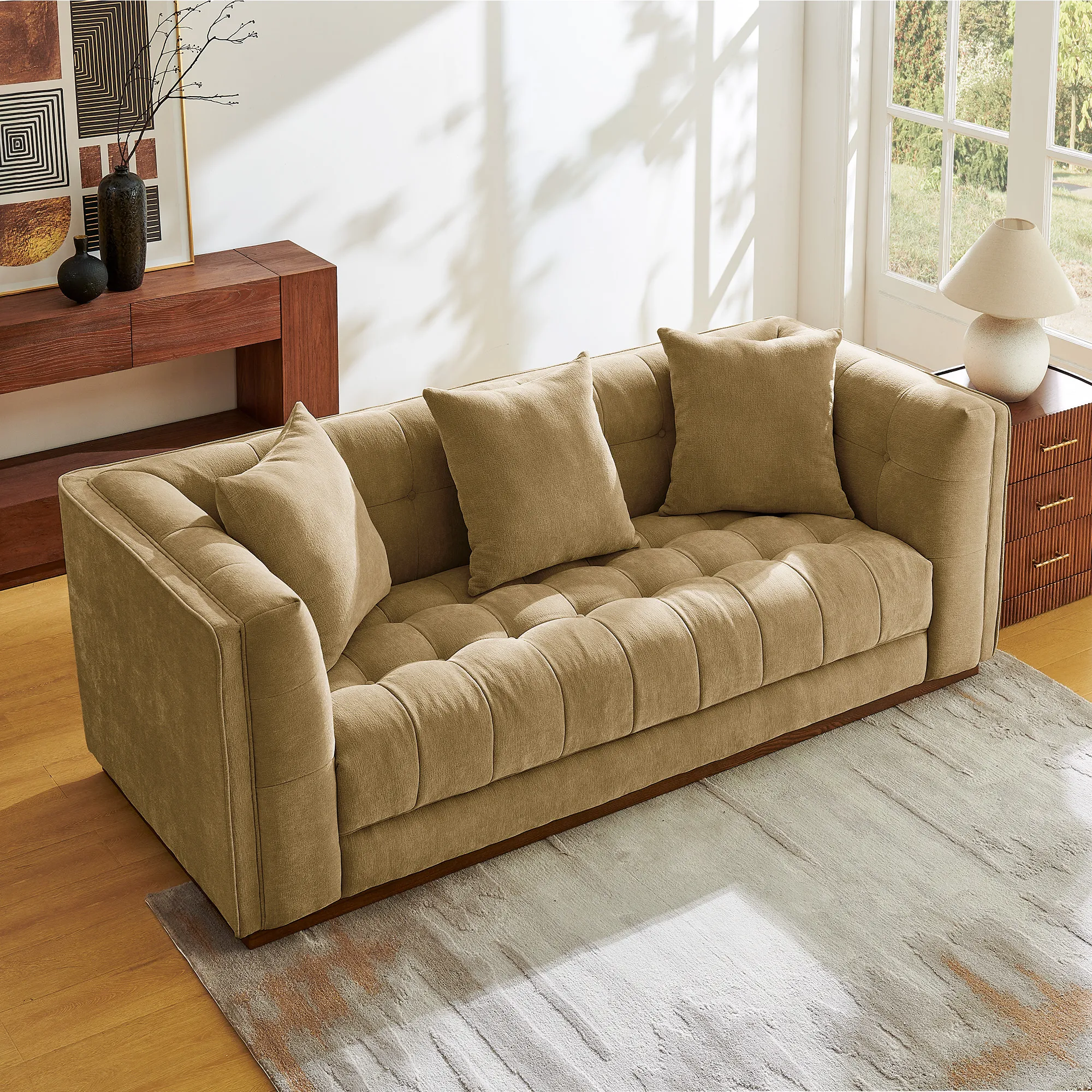 Enkel Deep Seat Loveseat Sofa - Light Brown, Chenille product