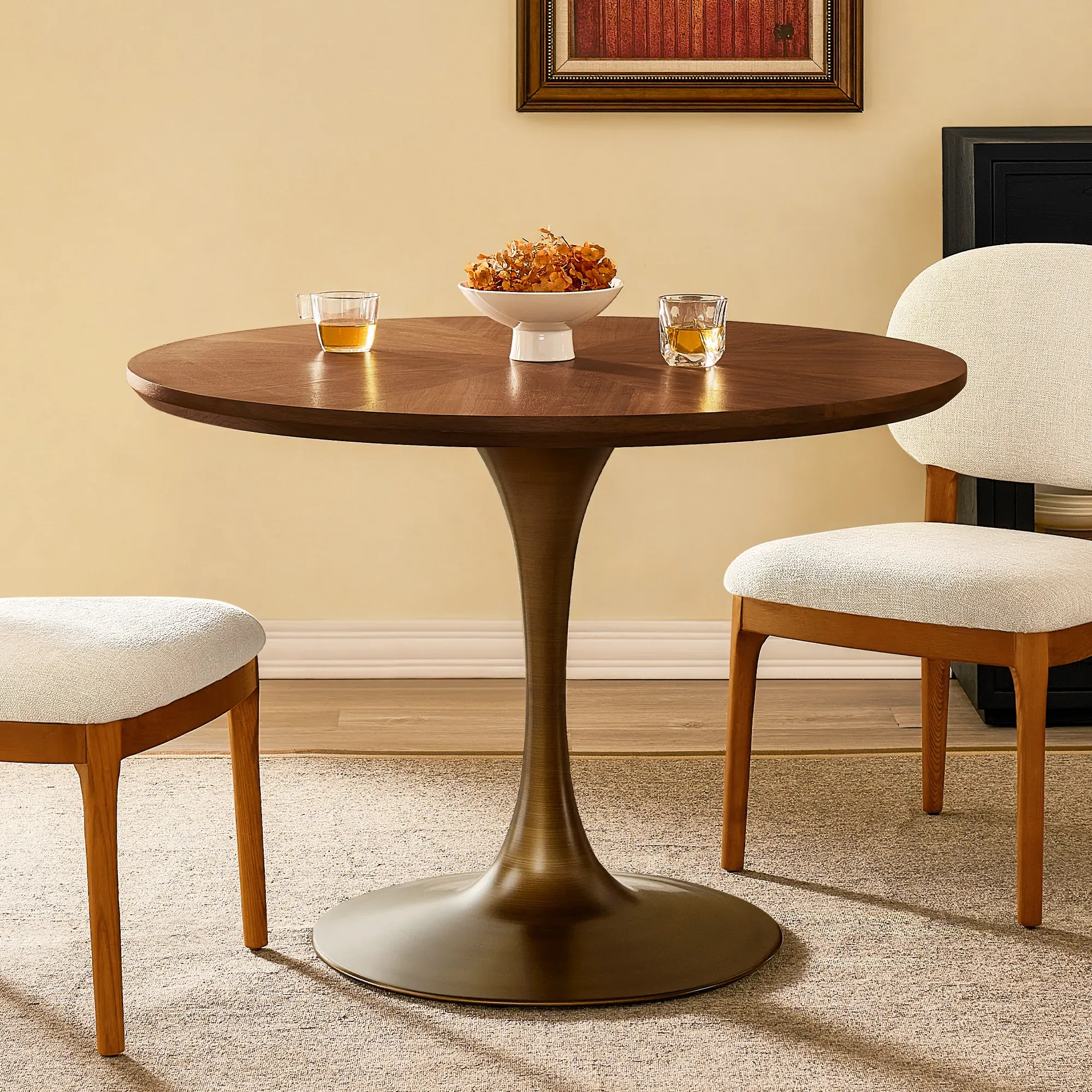 Estelle Round Dining Table - Walnut, Plywood product