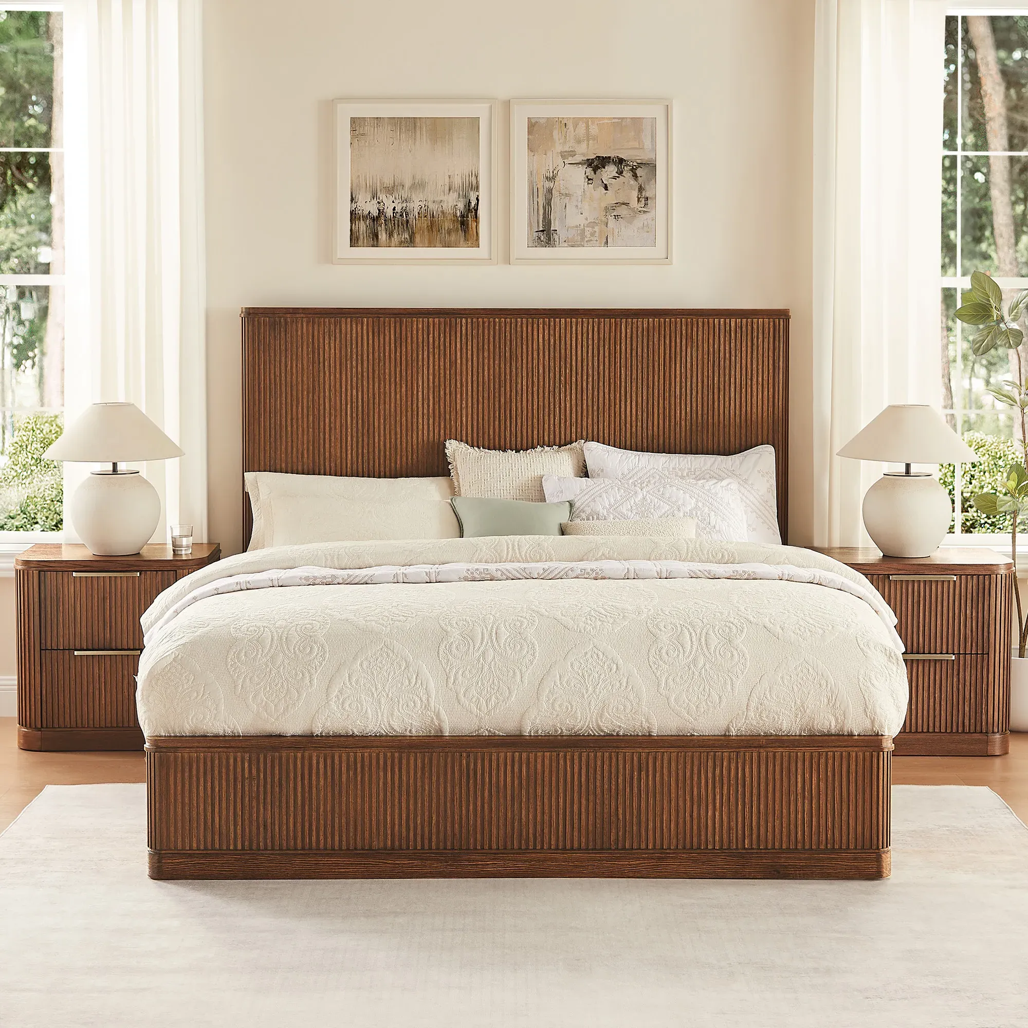 Finnley King Size Bedroom Set with 2 Nightstands - Warm Brown, Solid Wood product