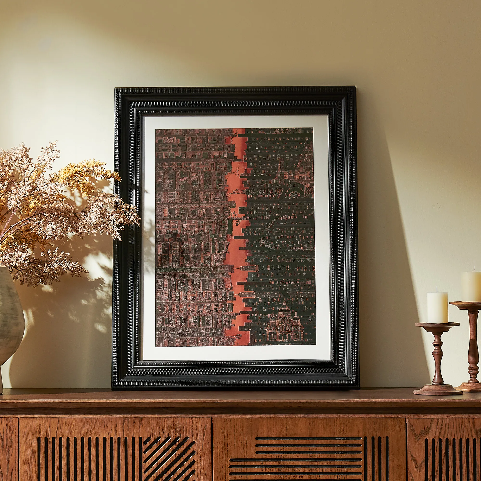 Fracture Rectangle Framed Wall Art - Black, PS Plastic product