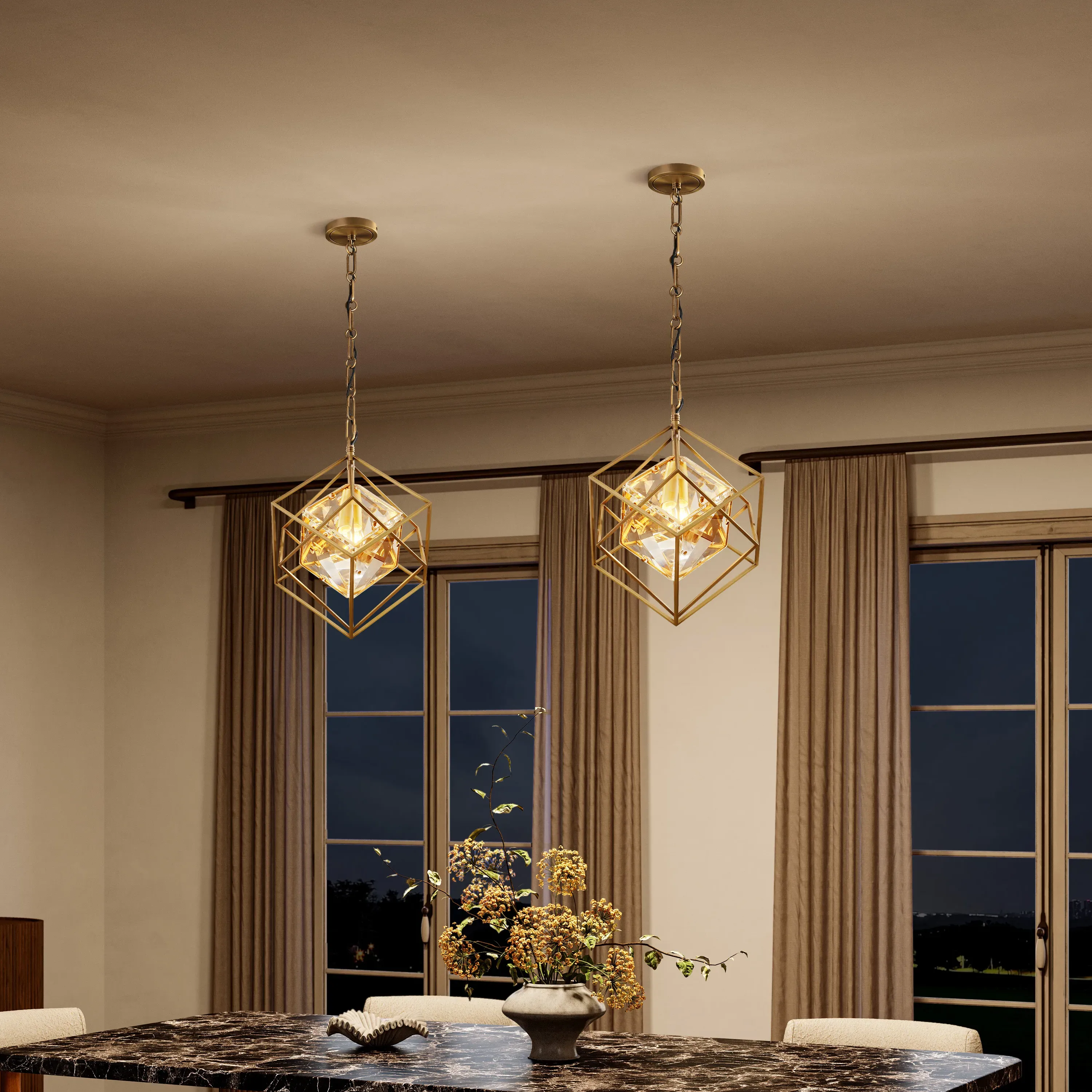 Geometric Crystal Pendant Light - Gold, Crystal & Metal product