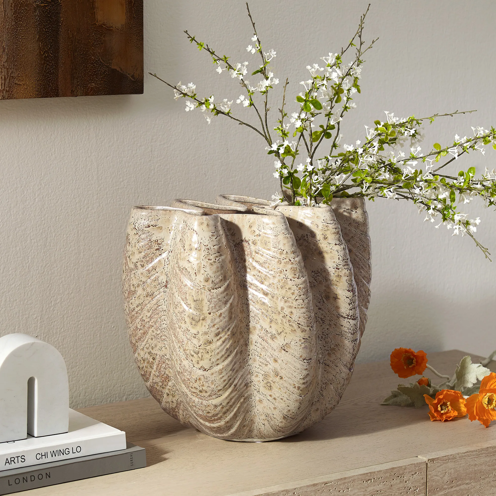 Gigas Ceramic Clam Vase - Beige product